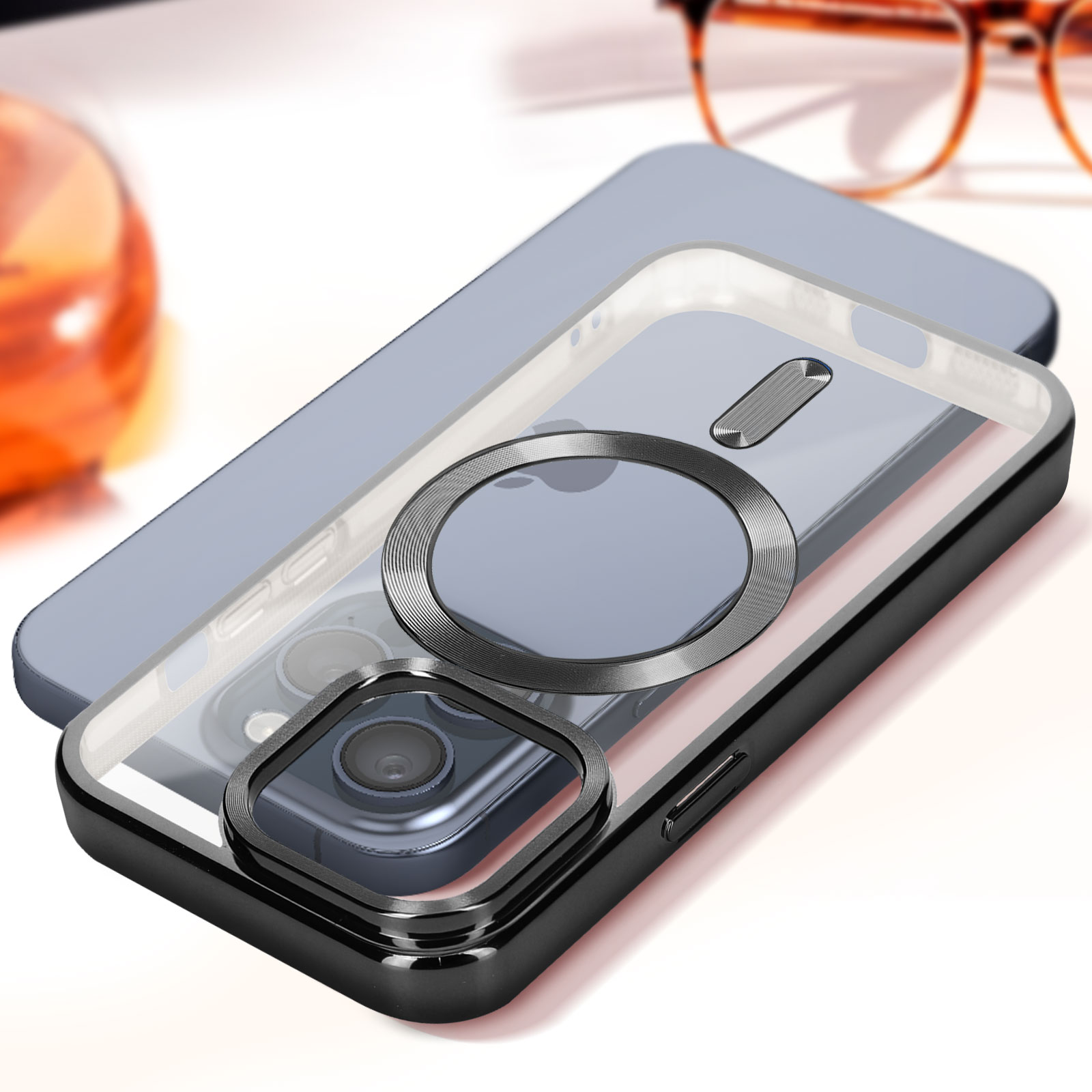 Funda MagSafe iPhone 15 Pro Max Silicona Cromada Plateado - Spain