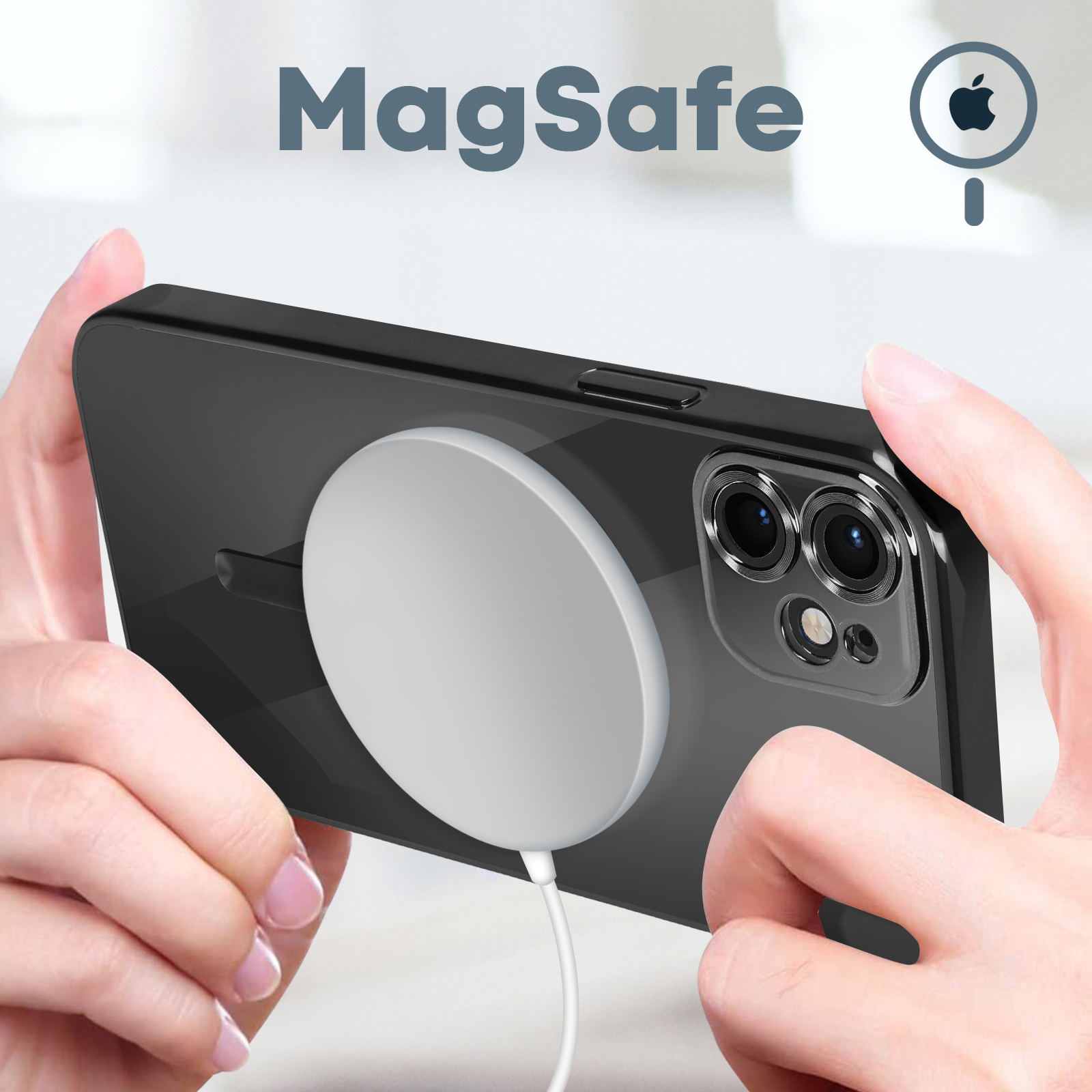 MagSafe Schutzhülle für Apple iPhone 11 Transparent mit schwarzem