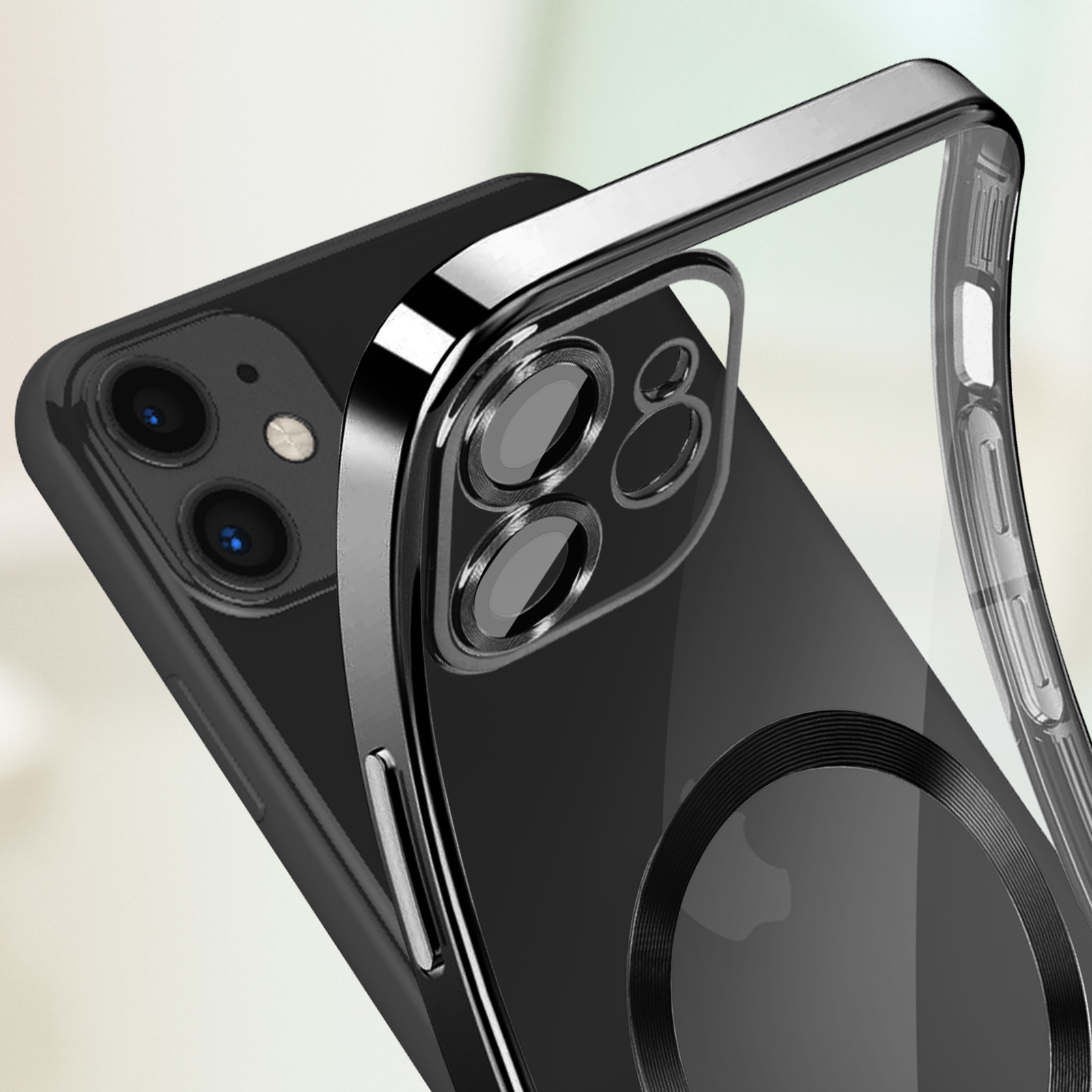 Capa iPhone 11 Silicone com suporte magnético (compatível c/ MagSafe) -  Preta