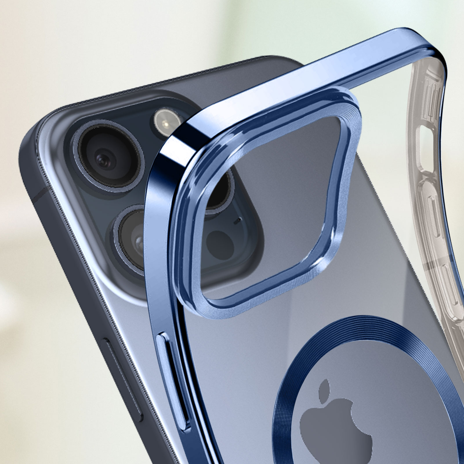 Magnetische Schutzhülle für iPhone 15 Pro, MagSafe-kompatibel, Kameraschutz  – Dunkelblau - German
