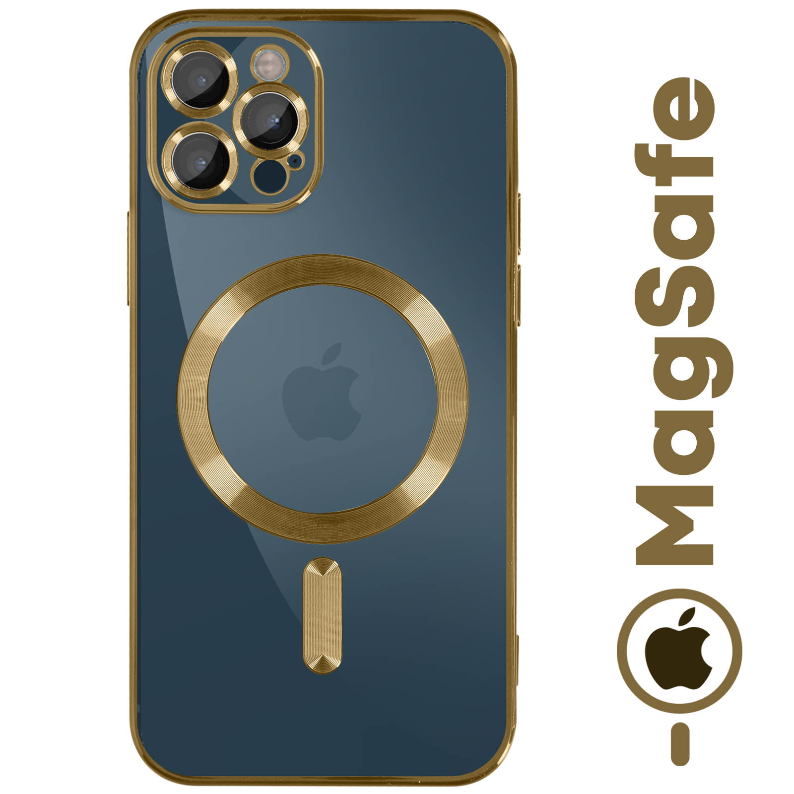 Funda MagSafe iPhone 12 Pro Silicona Cromada Dorado - Spain