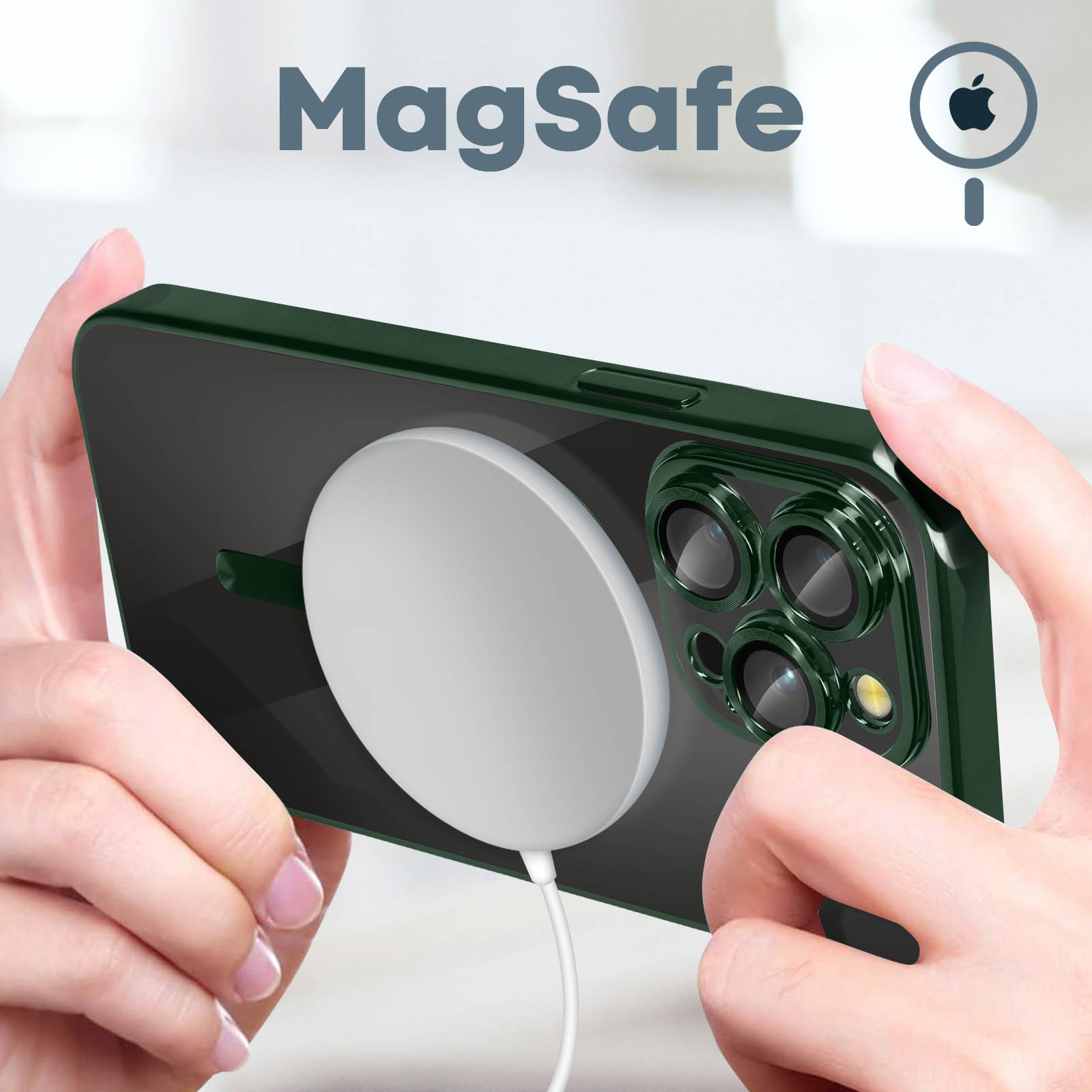 Funda MagSafe iPhone 15 Pro Max Silicona Cromada Verde - Spain