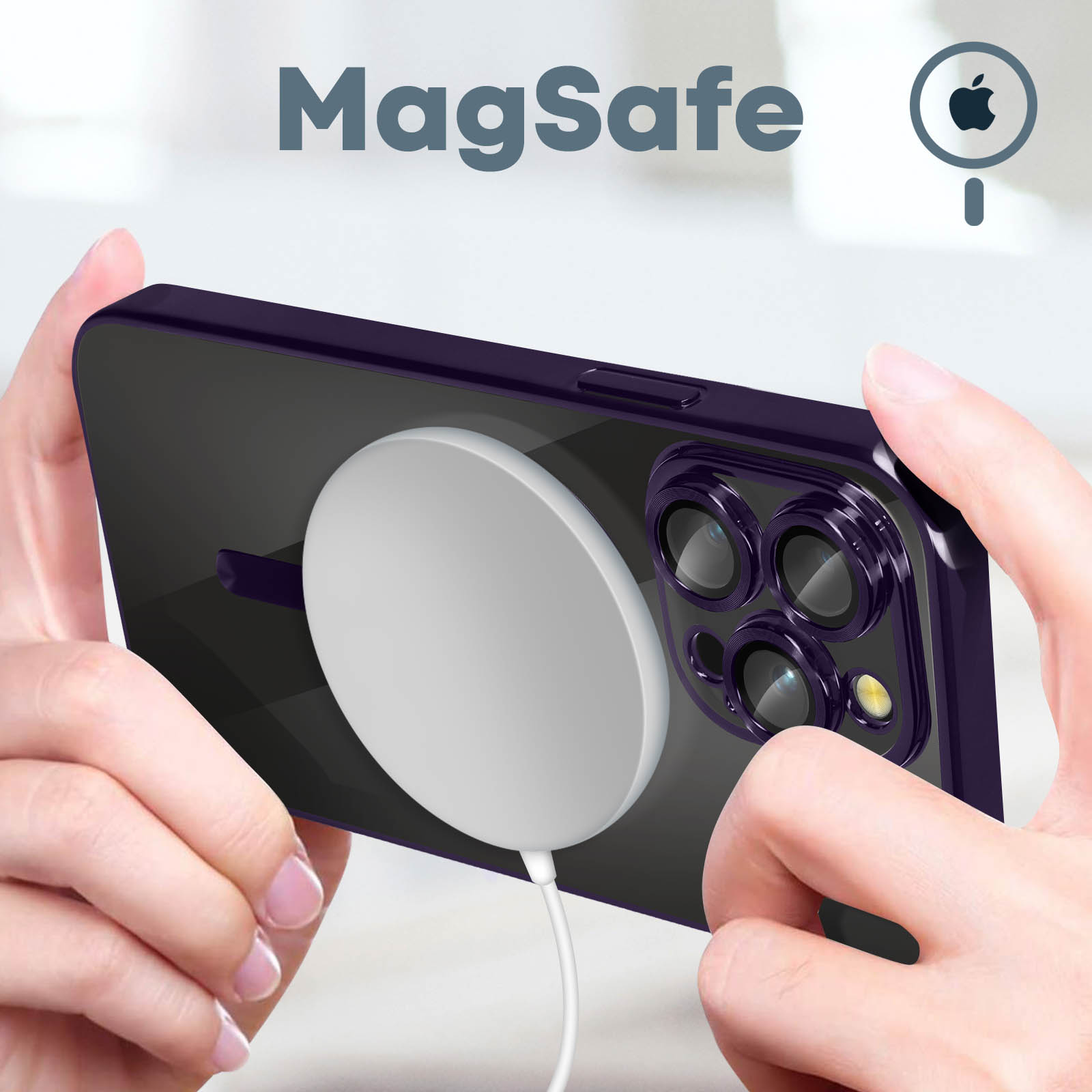 Funda MagSafe iPhone 14 Pro Max Silicona Cromada Violeta - Spain