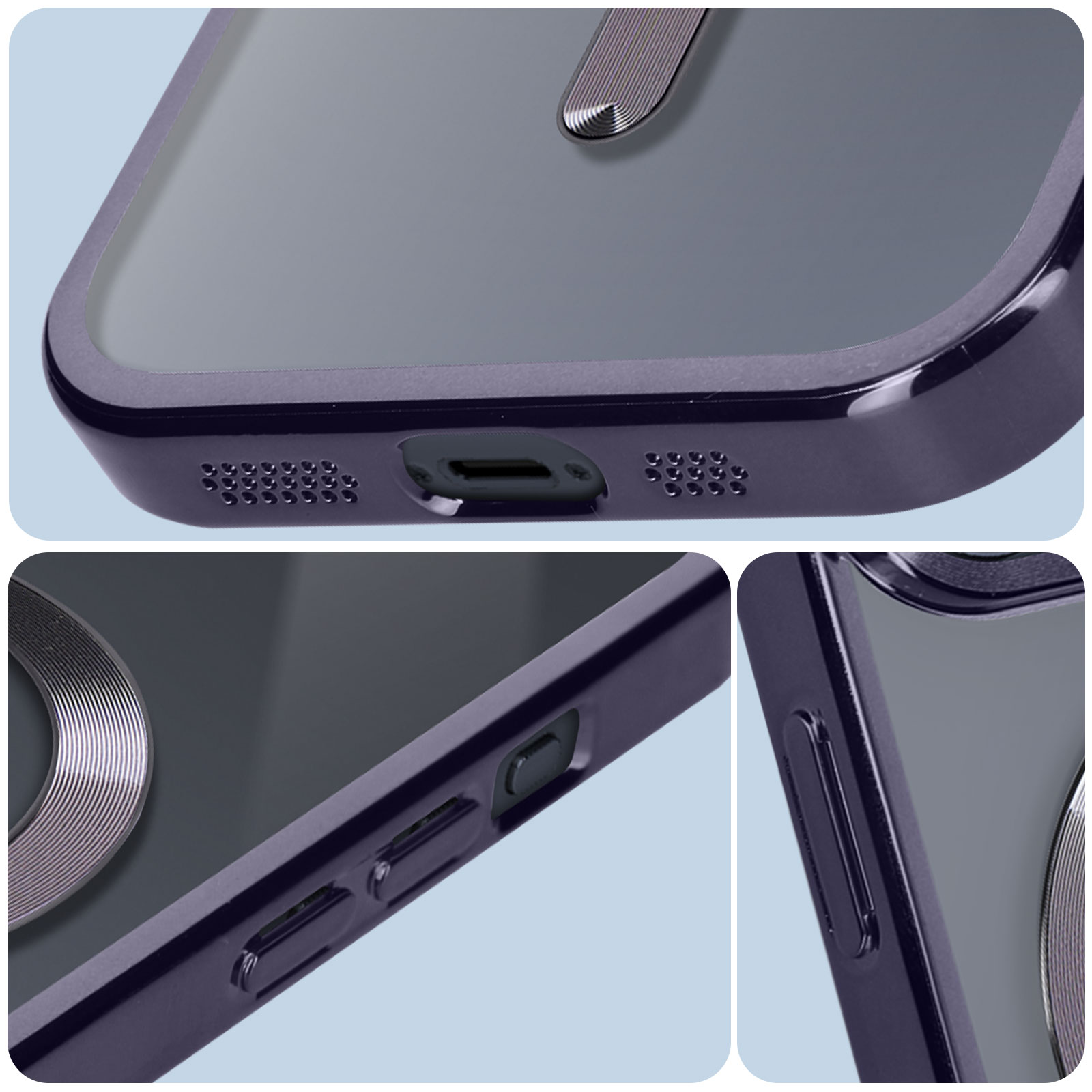 Coque MagSafe iPhone 15 Pro Max Silicone Chromé, Serie ChroCam - Or -  Français