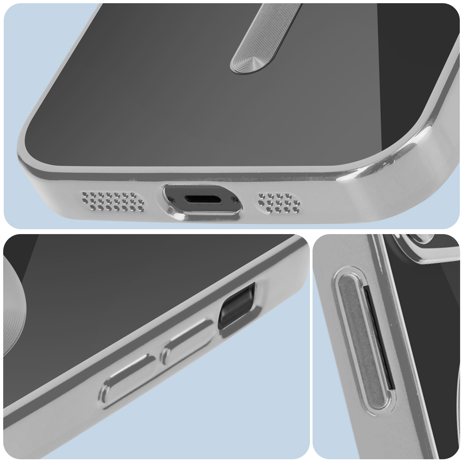 Coque iPhone 11 transparente revêtement métallique Magsafe (argent) - Coque- telephone.fr