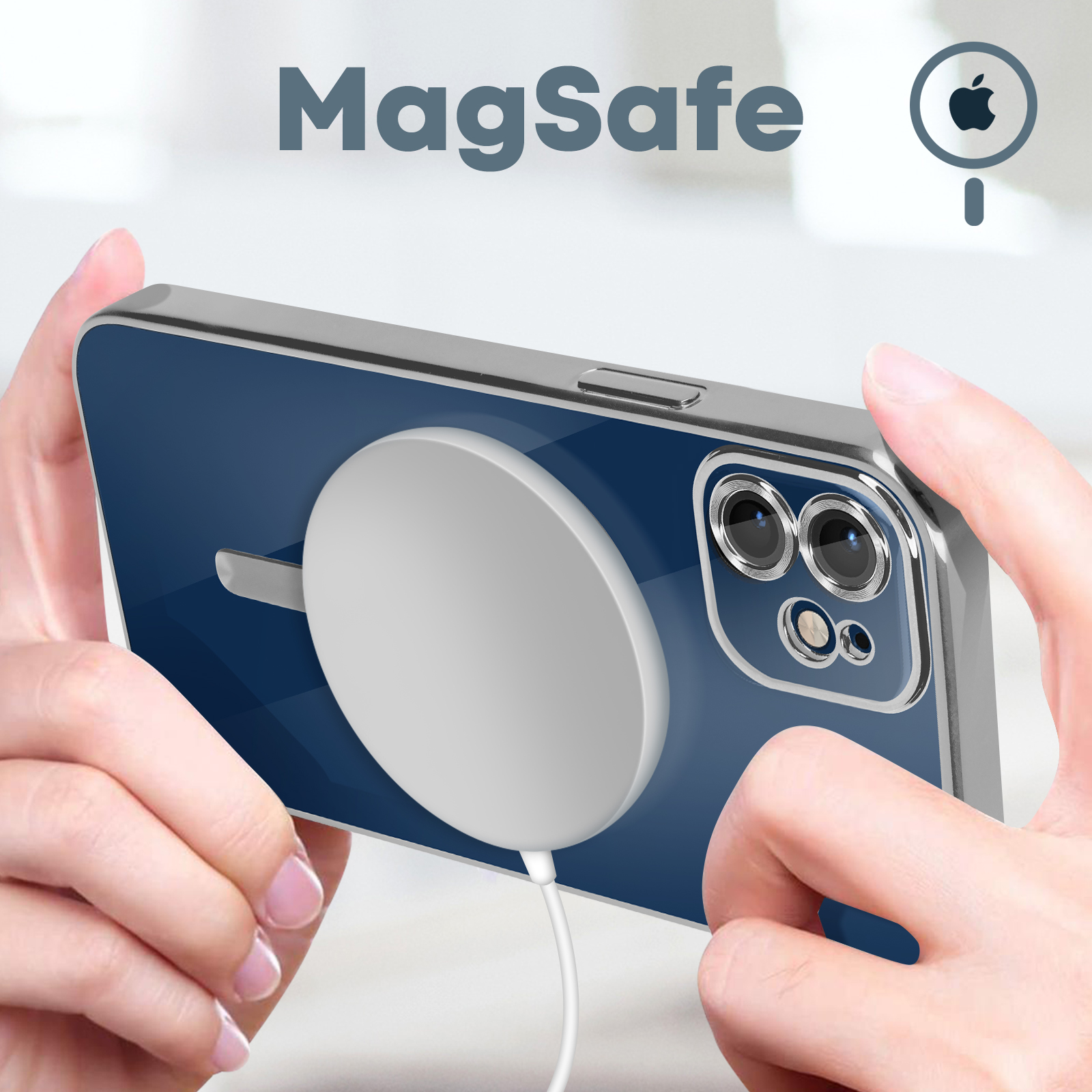 Funda MagSafe iPhone 12 y 12 Pro Silicona Cromada Plateado - Spain