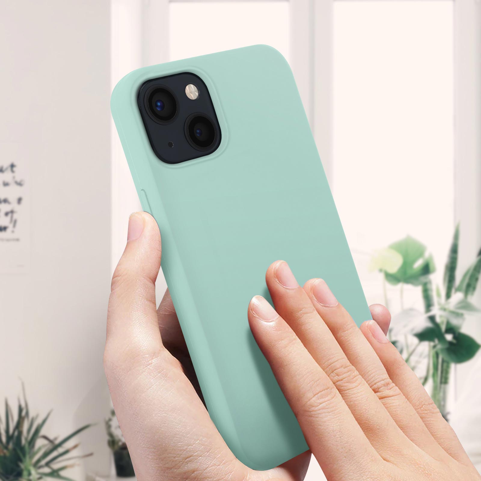 Coque Silicone Pour iPhone 13 Couleur Vert Protection Objectif