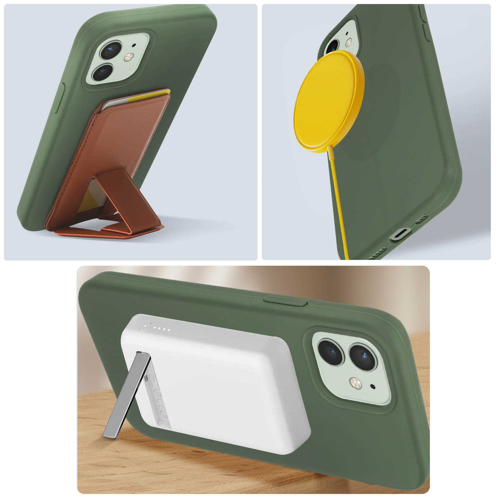 Coque tressée porte-cartes MagSafe iPhone 12 Pro (vert) - Coque