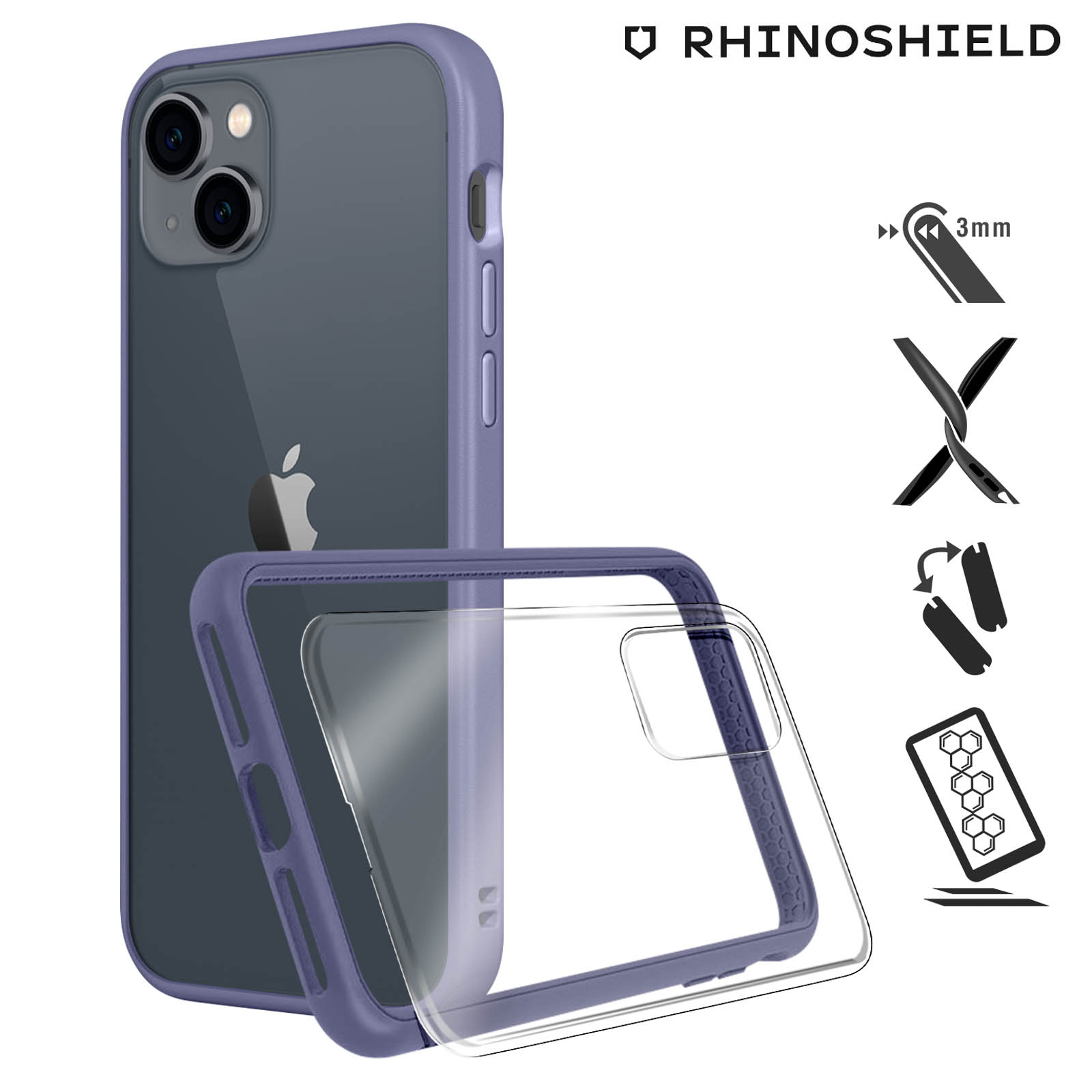 Coque Rhinoshield iPhone 13 Mini, Antichoc Bumper, Mod NX - Lavande -  Français