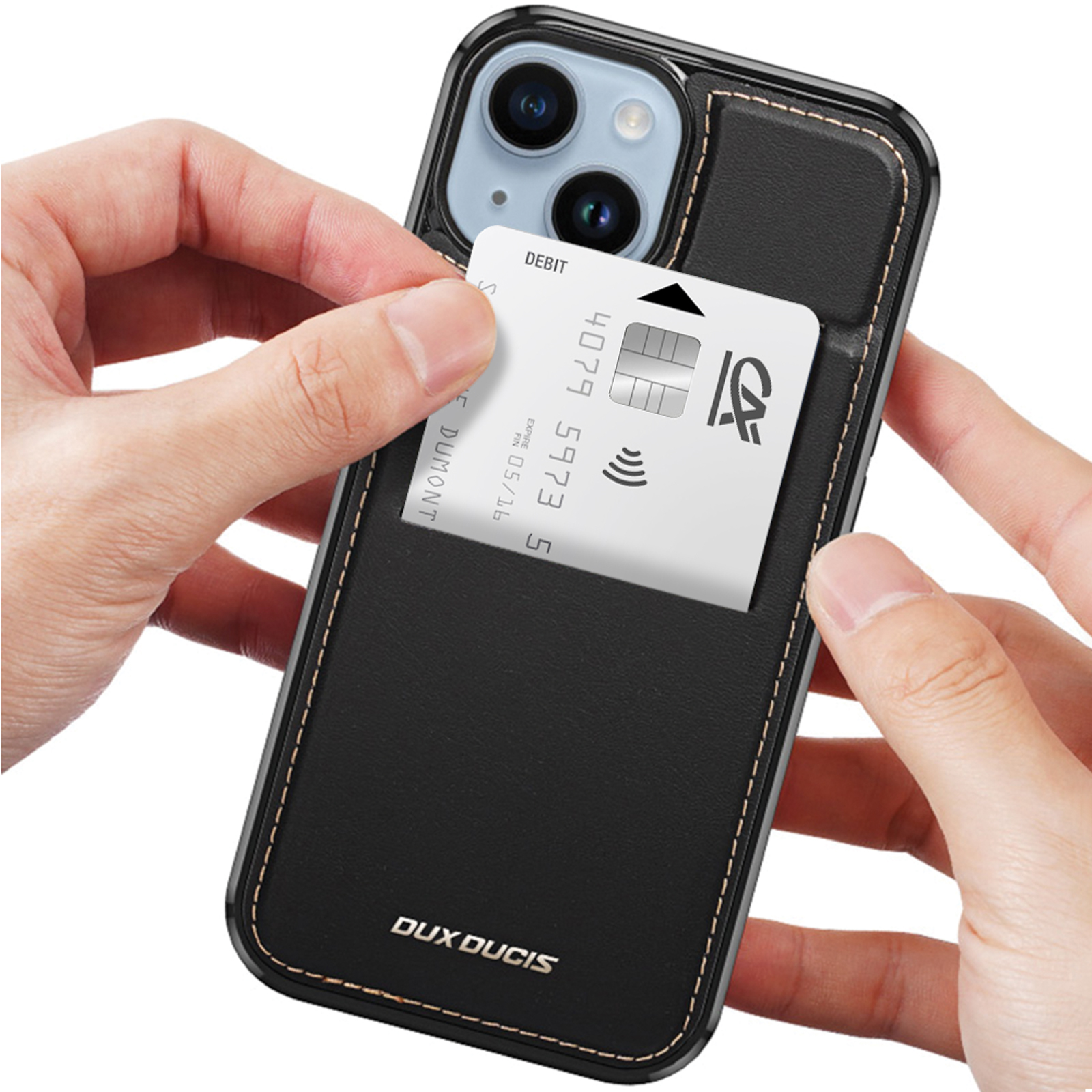 Coque iPhone 15 transparente anti-choc avec porte-carte + 1x protection  d'écran 