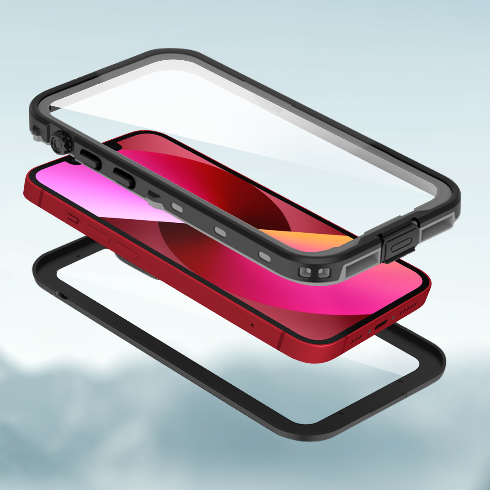 Funda impermeable iPhone 13 Mini a prueba de golpes, Redpepper Transparente  Contorno Negro - Spain