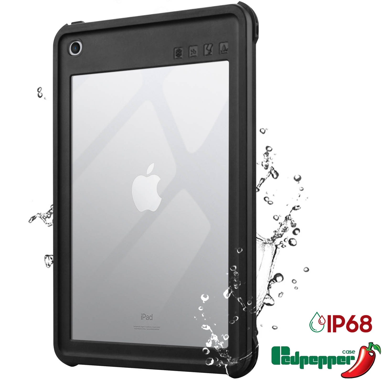 Coque Étanche IP68, Redpepper Noir p. iPad 5, iPad 6 et iPad Air