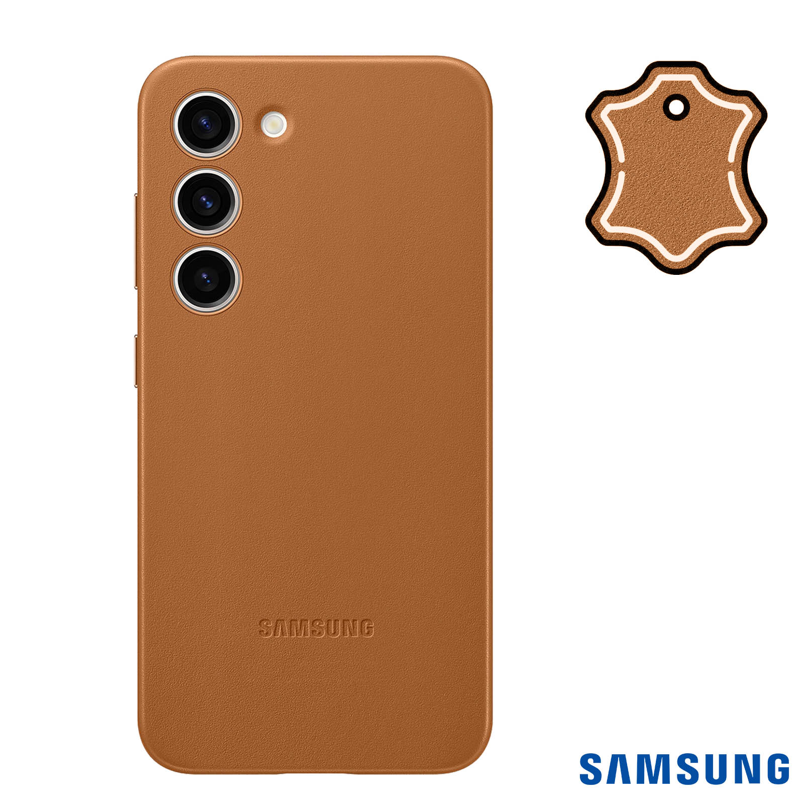 Coque Originale Samsung Galaxy S23 Plus en Cuir Véritable, Leather Cover  Series - Camel