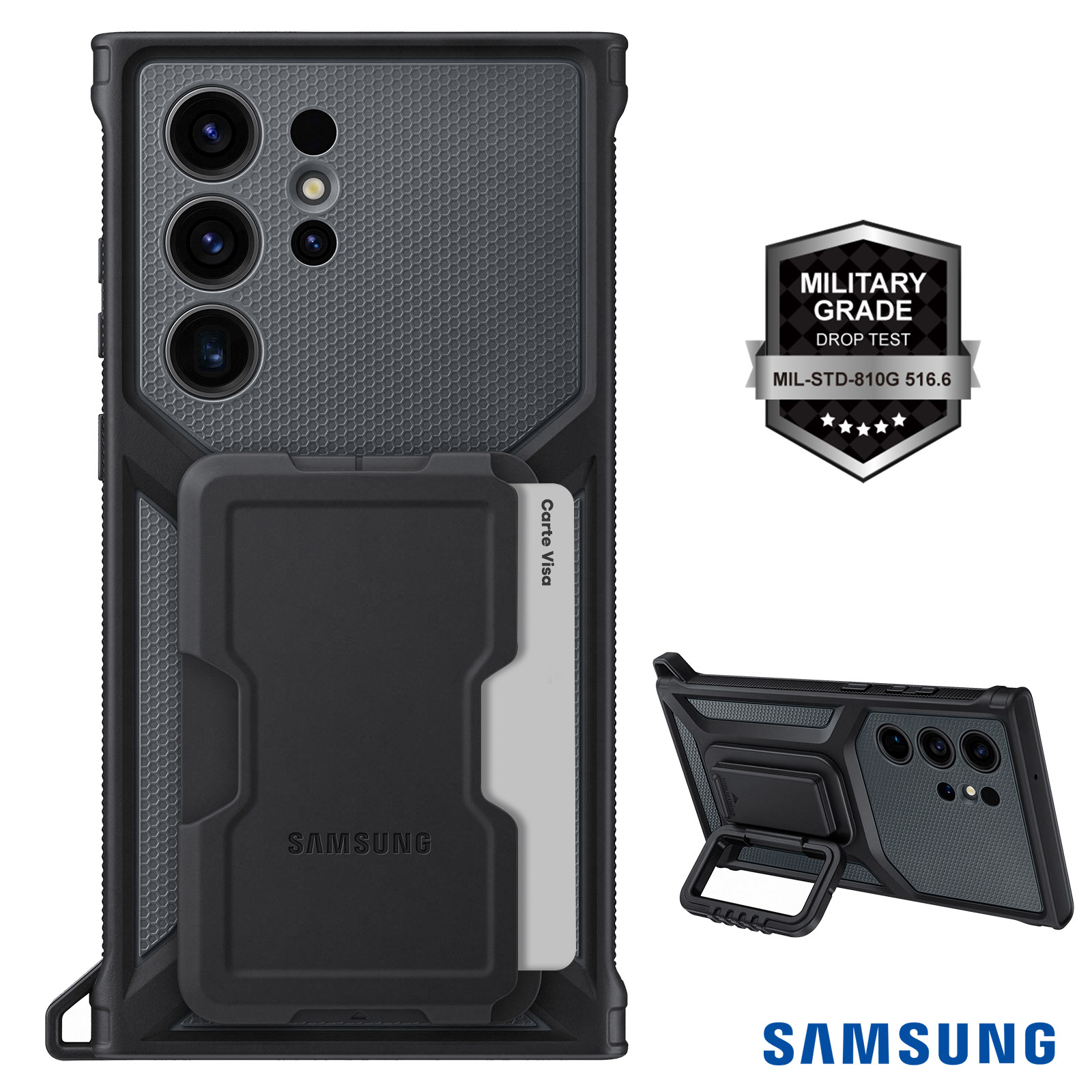Carcasa Oficial Samsung Galaxy S23 Ultra Antigolpes Reforzada Titanium,  Série Rugged Gadget - Negro - Spain