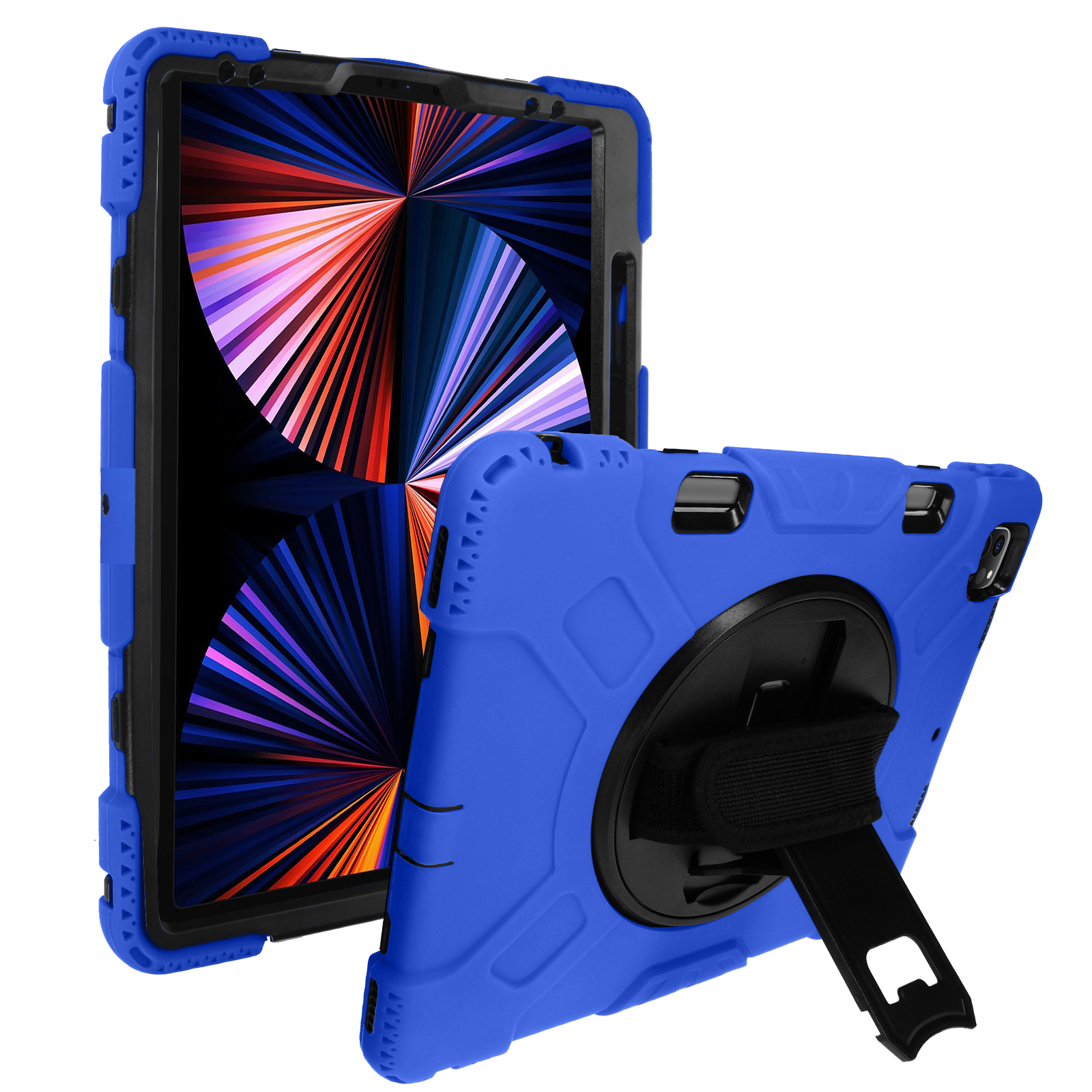 Coque Antichoc Poignée rotative Support - Bleu pour iPad Pro 12.9 2022,  2021, 2020, 2018