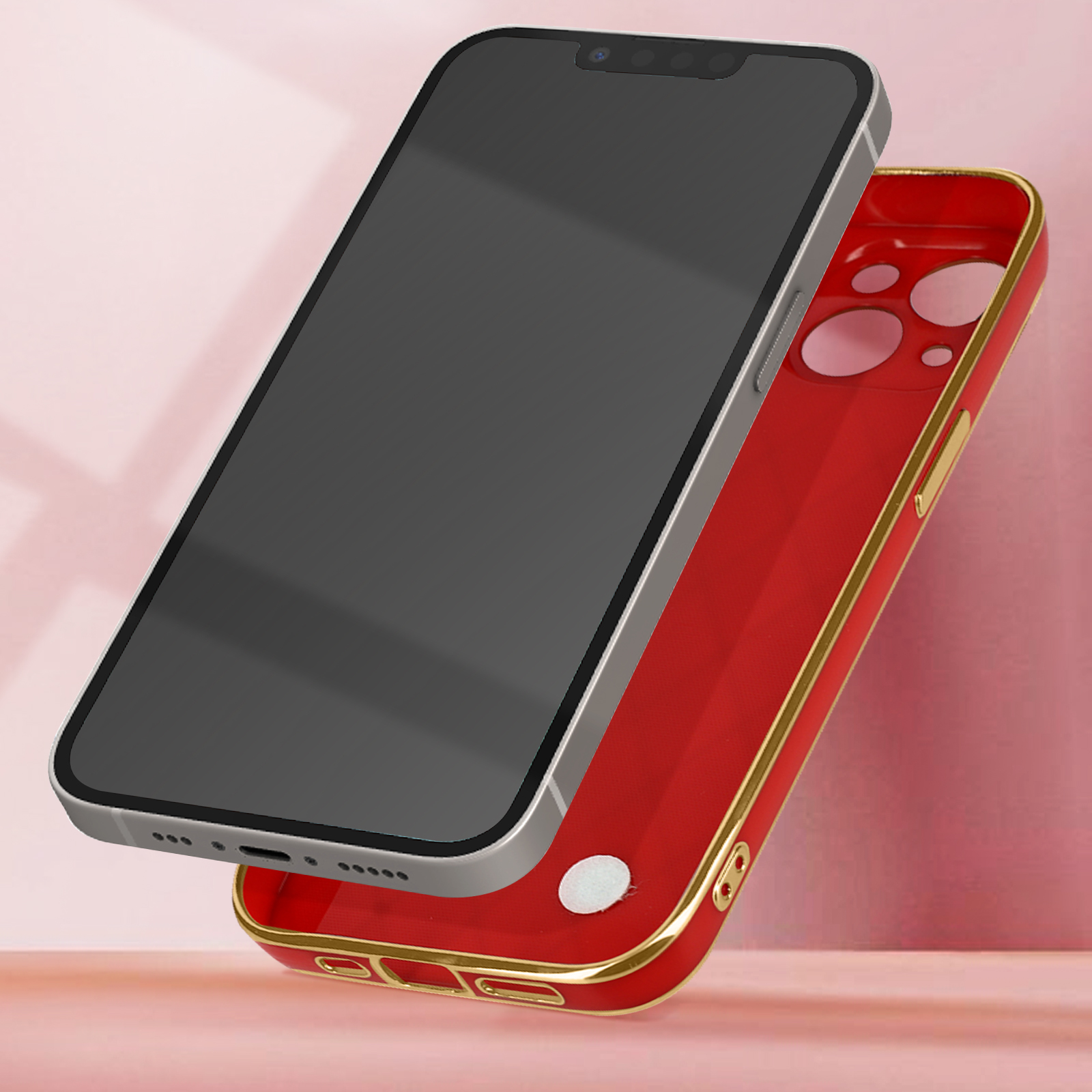 Avizar Coque Géométrique pour iPhone 13 avec Chaine Trèfle à quatre  feuilles Rouge - Coque téléphone - LDLC