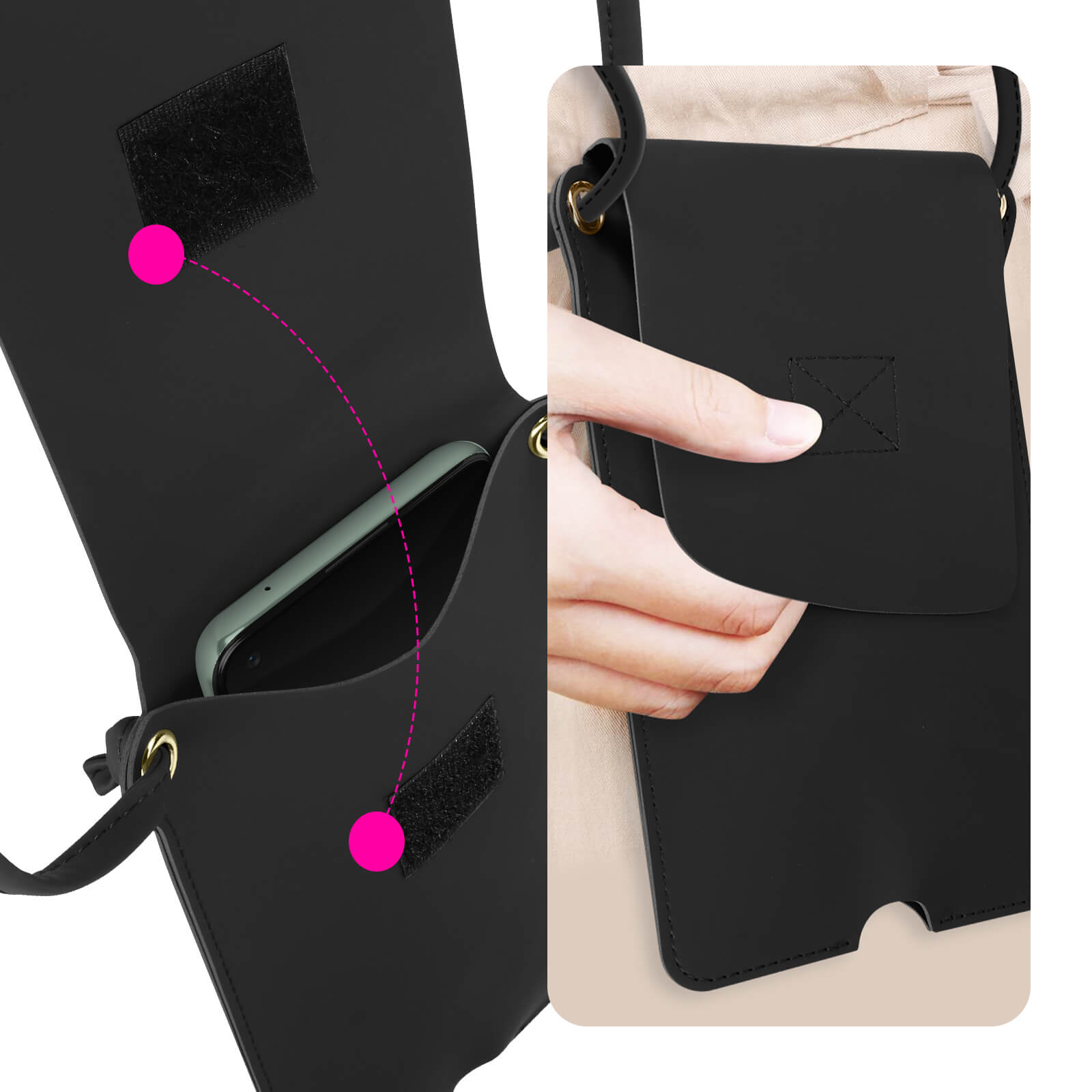 Pochette Bandoulière Smartphone avec Rangement carte Simili cuir