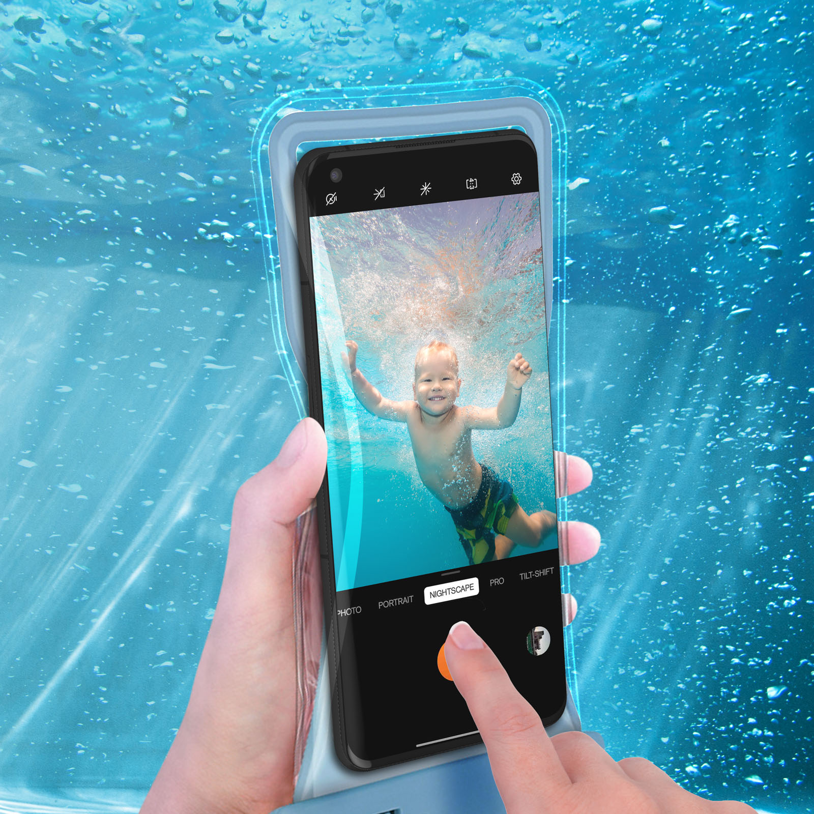 Pochette étanche tactile waterproof universelle pour smartphone - Bleu -  Français