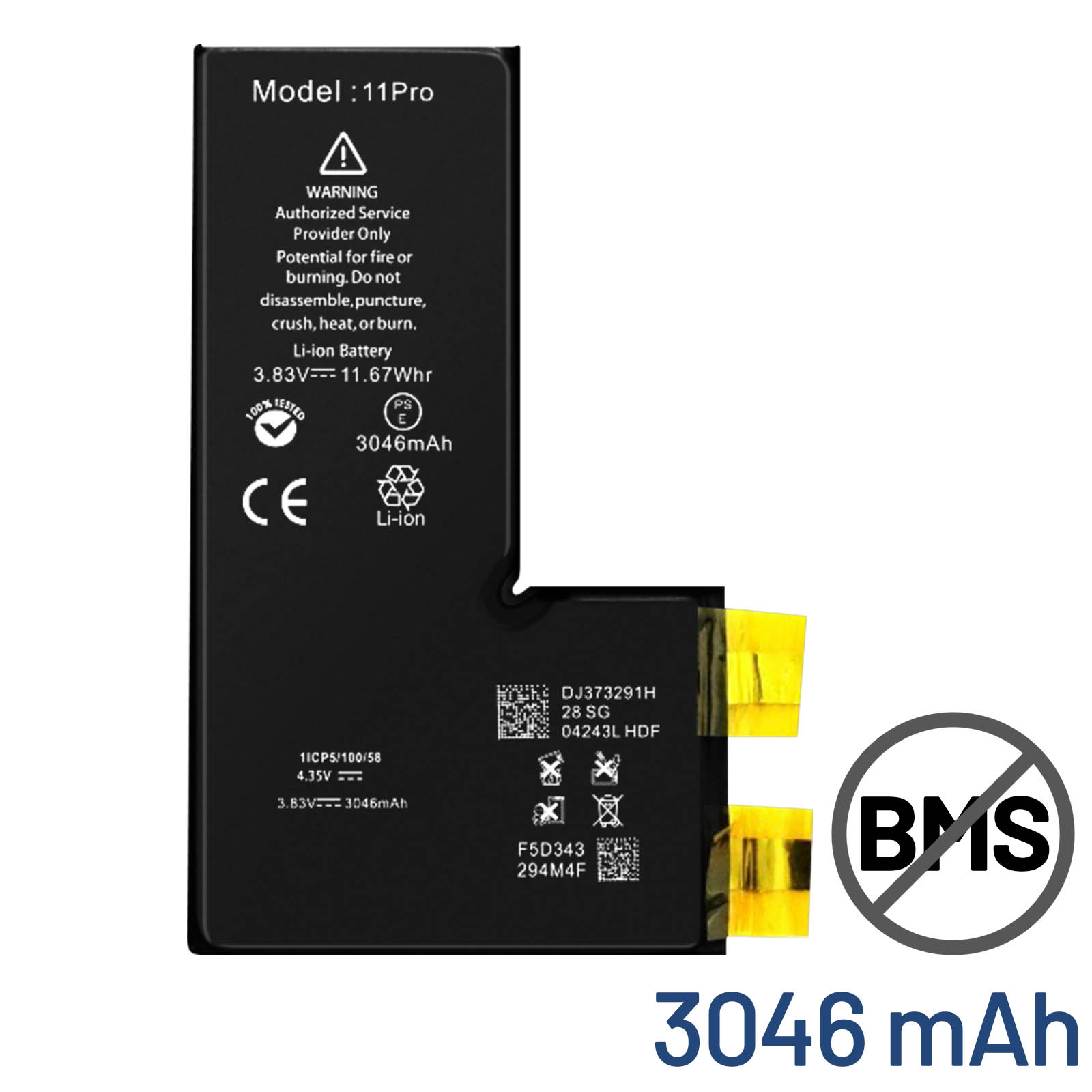 Batterie pour iPhone 11 Pro (Sans BMS) - 3046 mAh