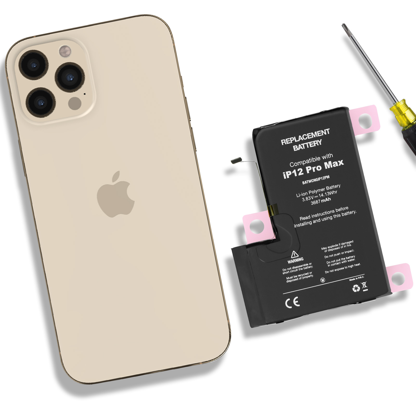 Batería iPhone 12 Pro Max 100% Compatible, Repuesto A2466, 3687mAh