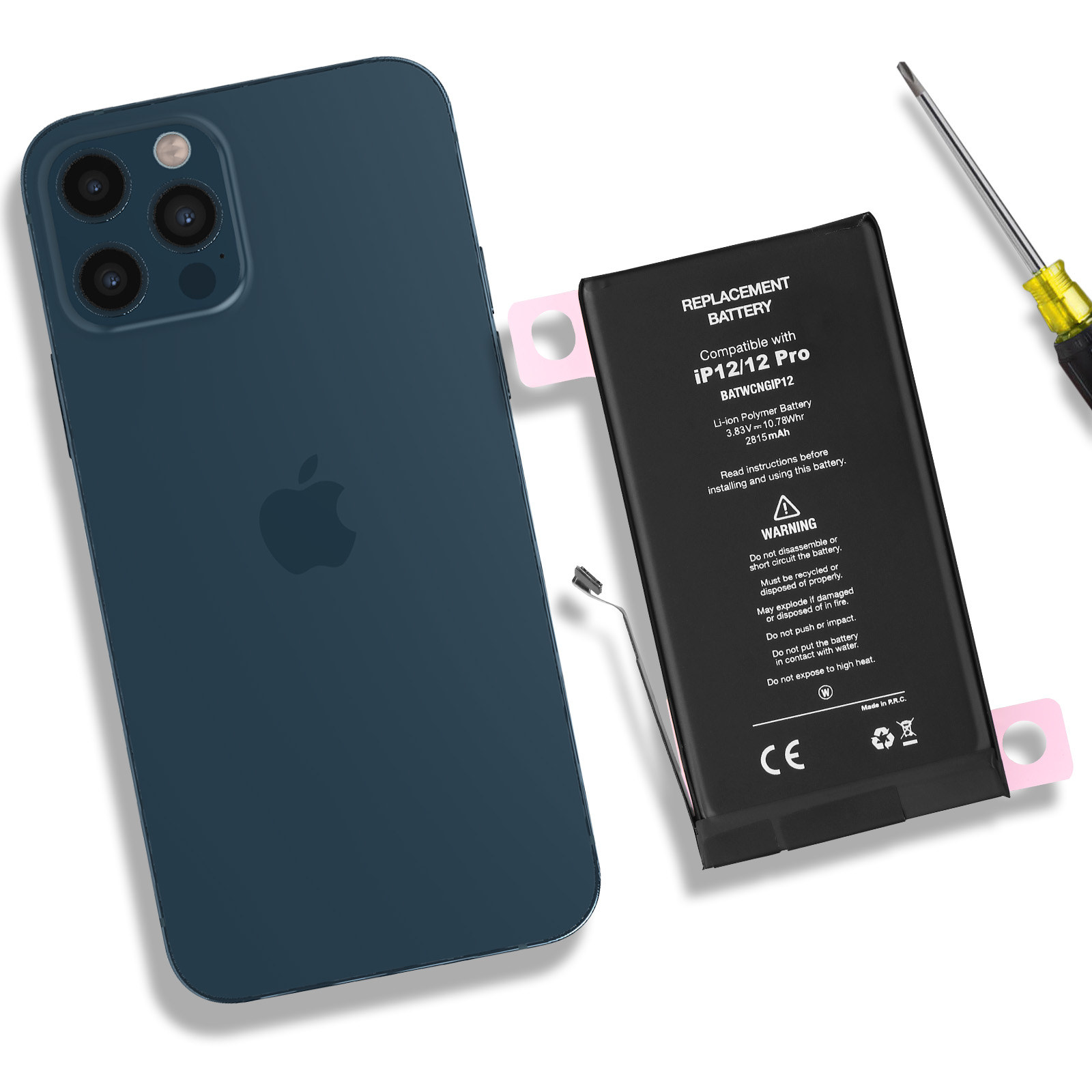 Batterie iPhone 12 / iPhone 12 Pro 100% Compatible, Remplacement A2479,  2815mAh - Français