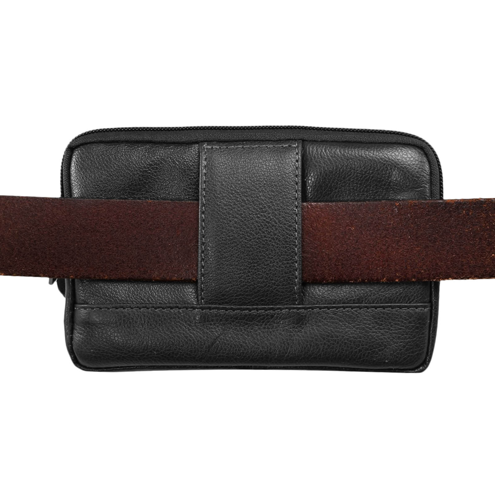 Etui Pochette en cuir accroche ceinture avec rangements Noir Francais