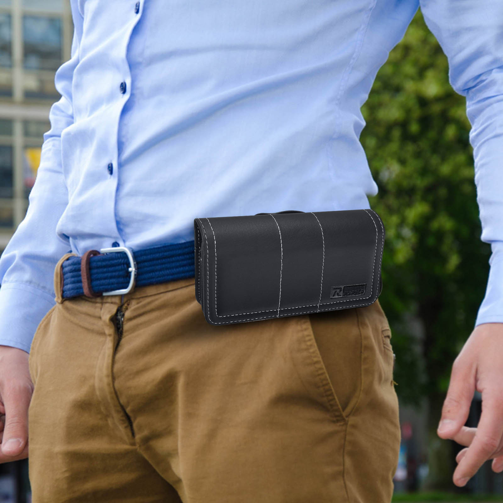 Ceinture Portefeuille Voyage Sac Ceinture Téléphone Homme - Pochette Cuir Horizontal Avec Clip Et Mousqueton, Protection Smartphone Noir Accessoire Portable Outdoor