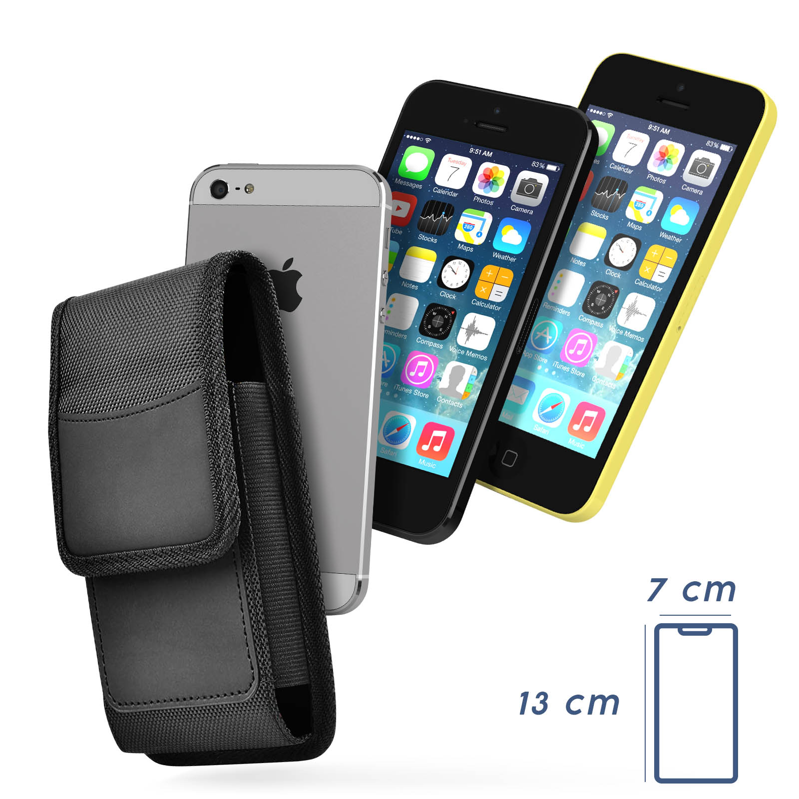 Étui ceinture vertical smartphone universel nylon mousqueton clip noir  BELT-POUCH - Conforama