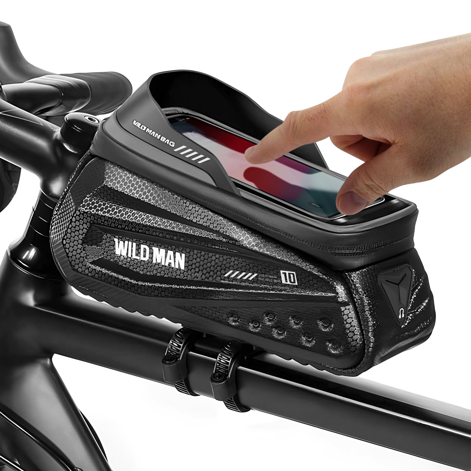 Bolsa bicicleta Táctil Impermeable 1.2L, Doble Fijación, Wildman