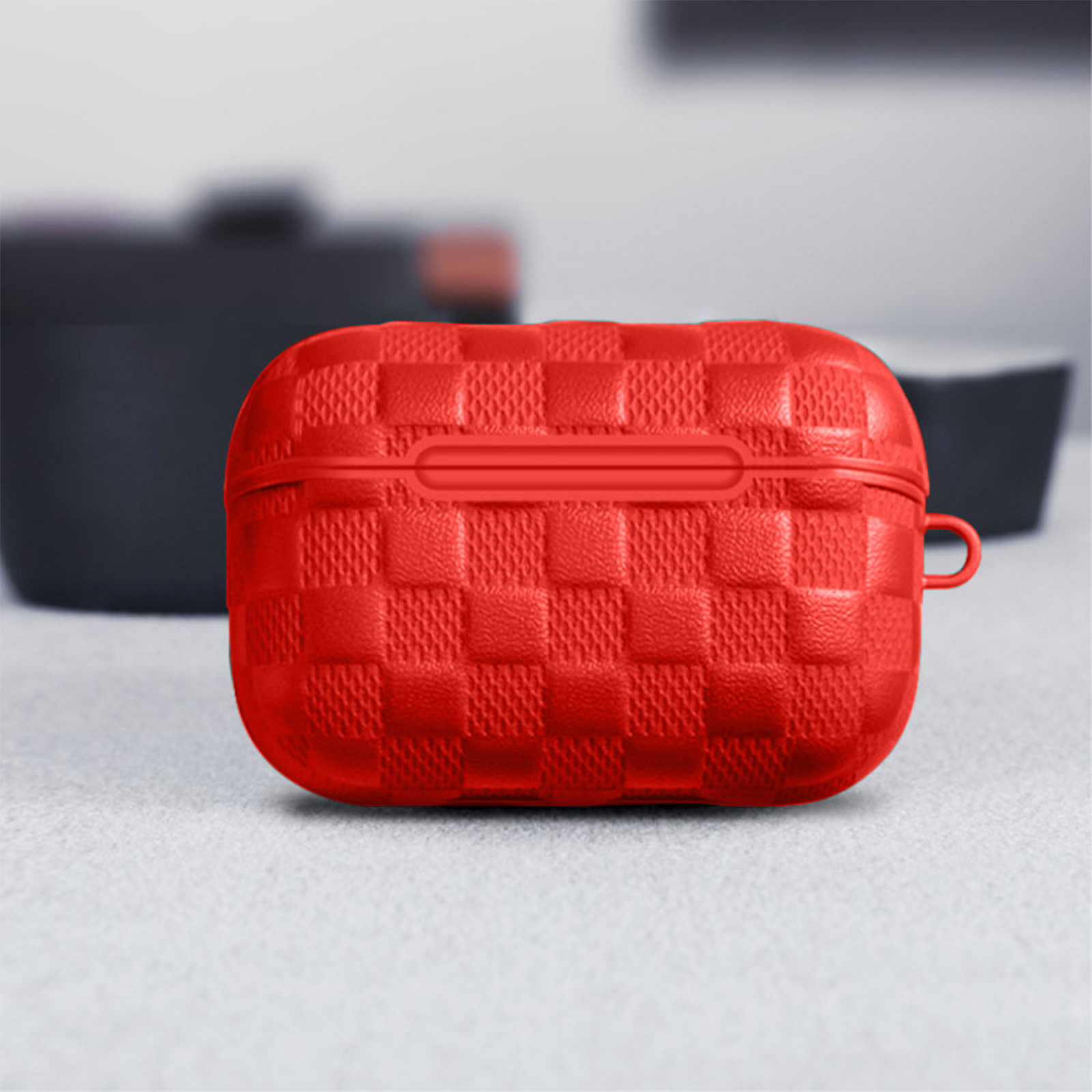Coque Airpods Pro et Pro 2 Semi-rigide Effet Tissé, avec Mousqueton, Devia  Woven Pattern Series - Rouge - Français