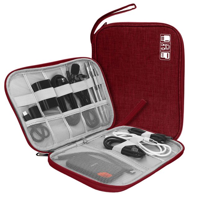 BASVII Pochette Rangement Câbles - Organisateur Voyage Avec Poignée - Pour Chargeurs, Câbles, Power Bank