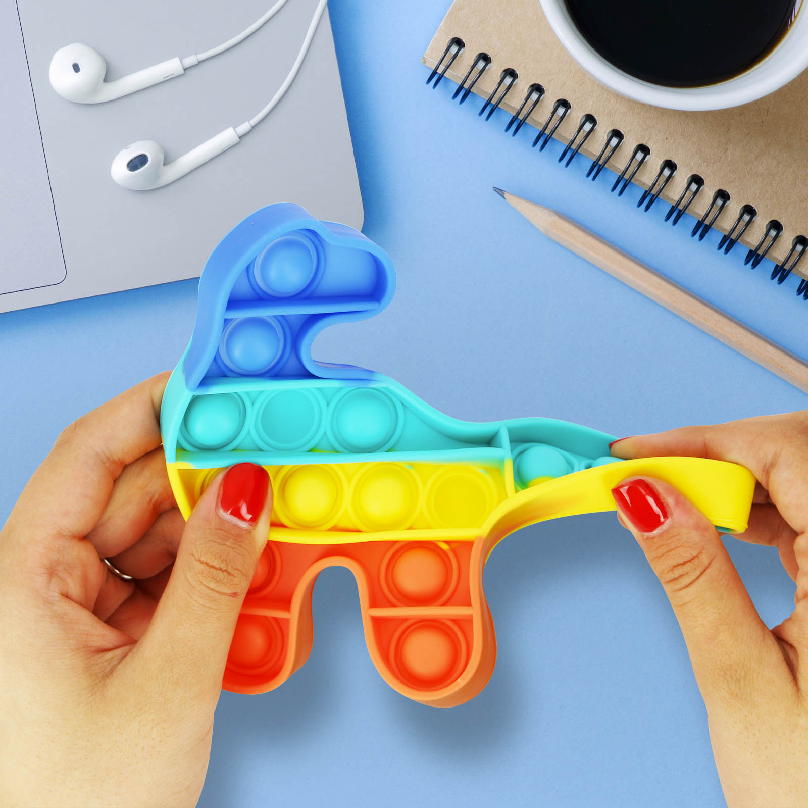 Bubble pop Fidget jouet antistress - Dinosaure Arc-en-Ciel - Français