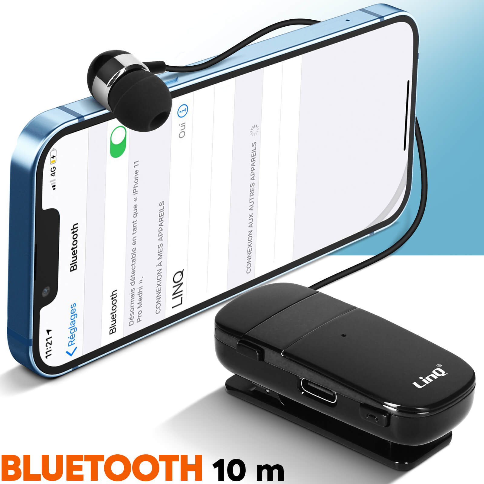 Oreillette Bluetooth pour téléphone portable, oreillette sans fil Bluetooth  