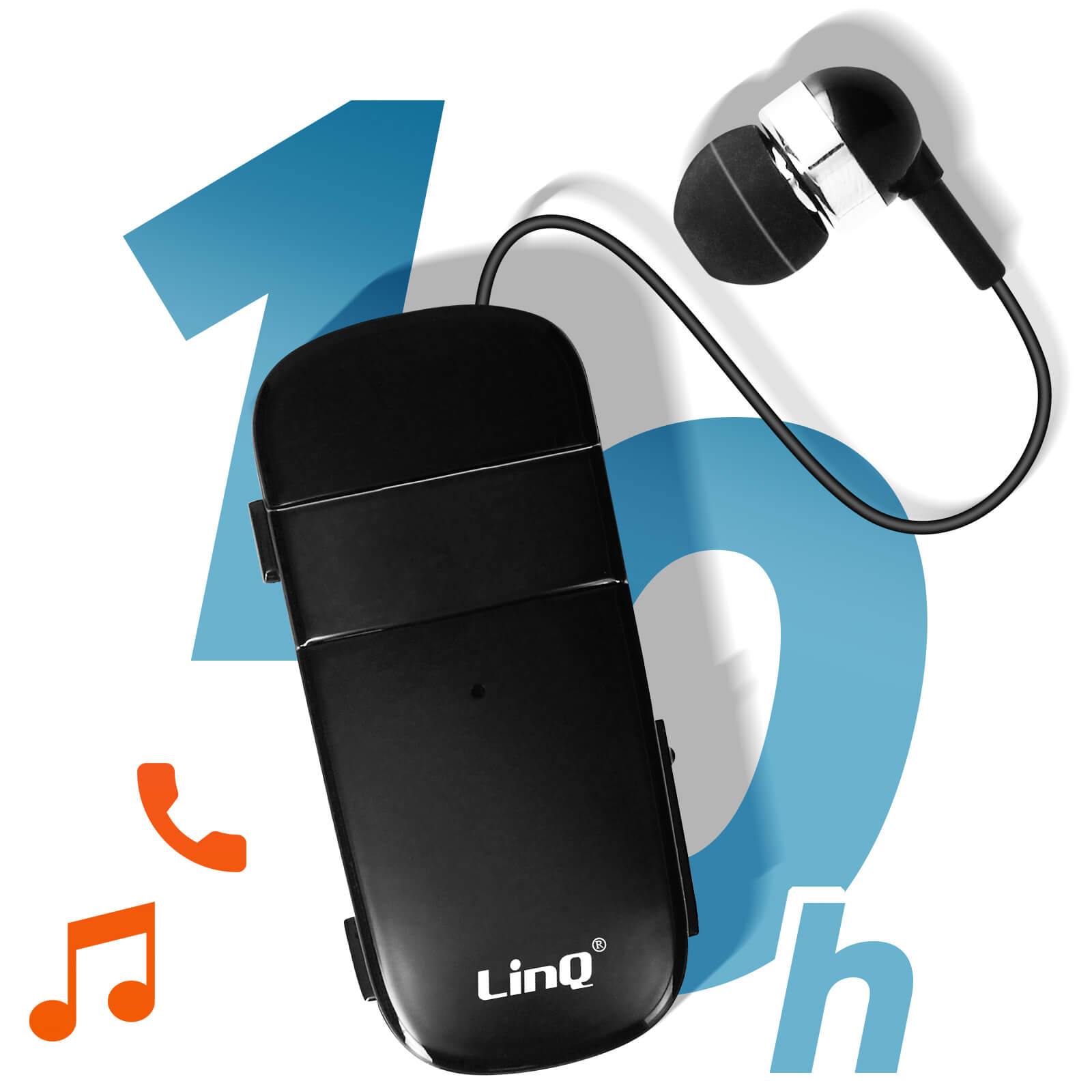 Oreillette Bluetooth ultra stable à contour d'Oreille avec base de recharge  - Linq - Français