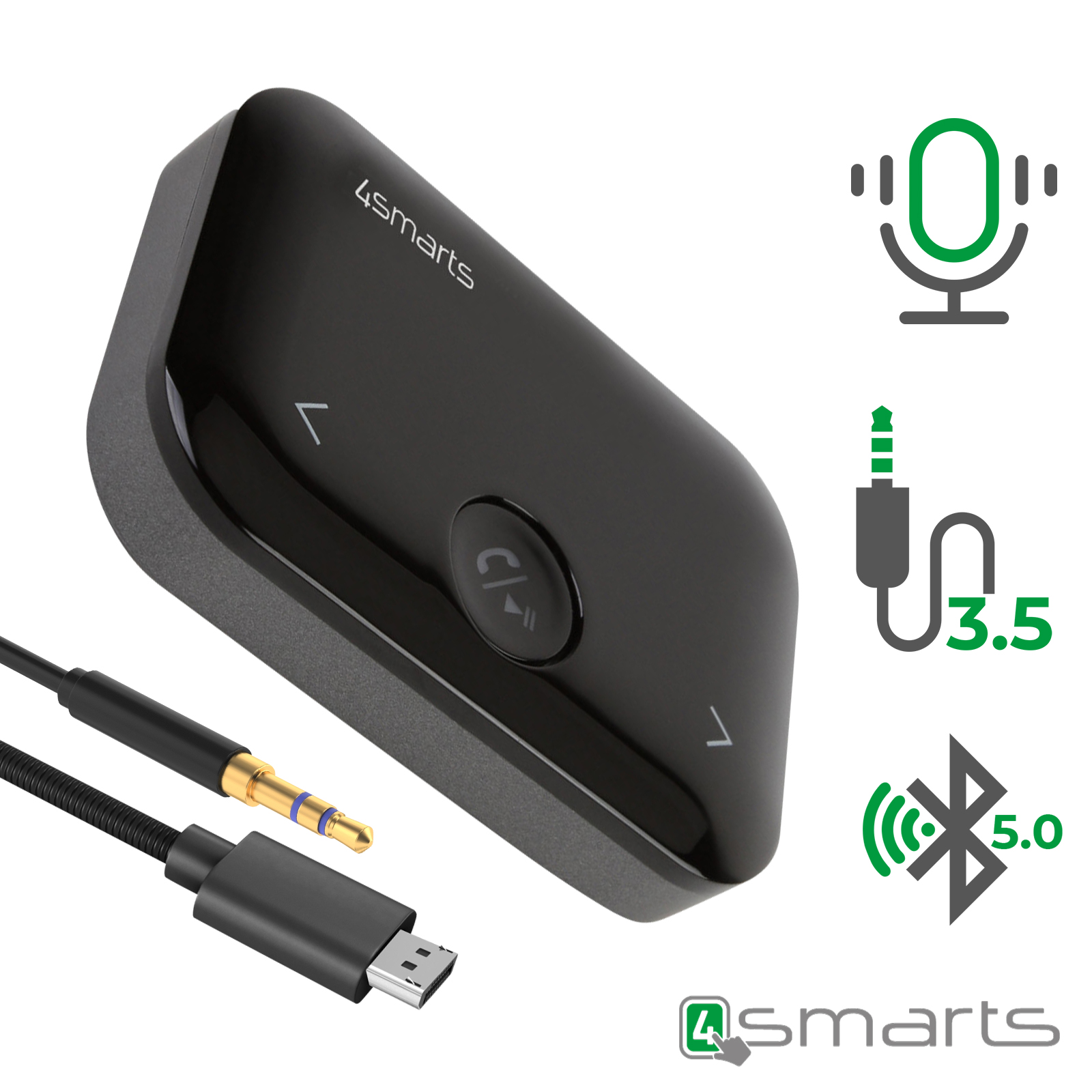 Adaptador de audio Bluetooth 5.1, transmisor con conector doble de 3,5 mm,  4smarts - Negro - Spain