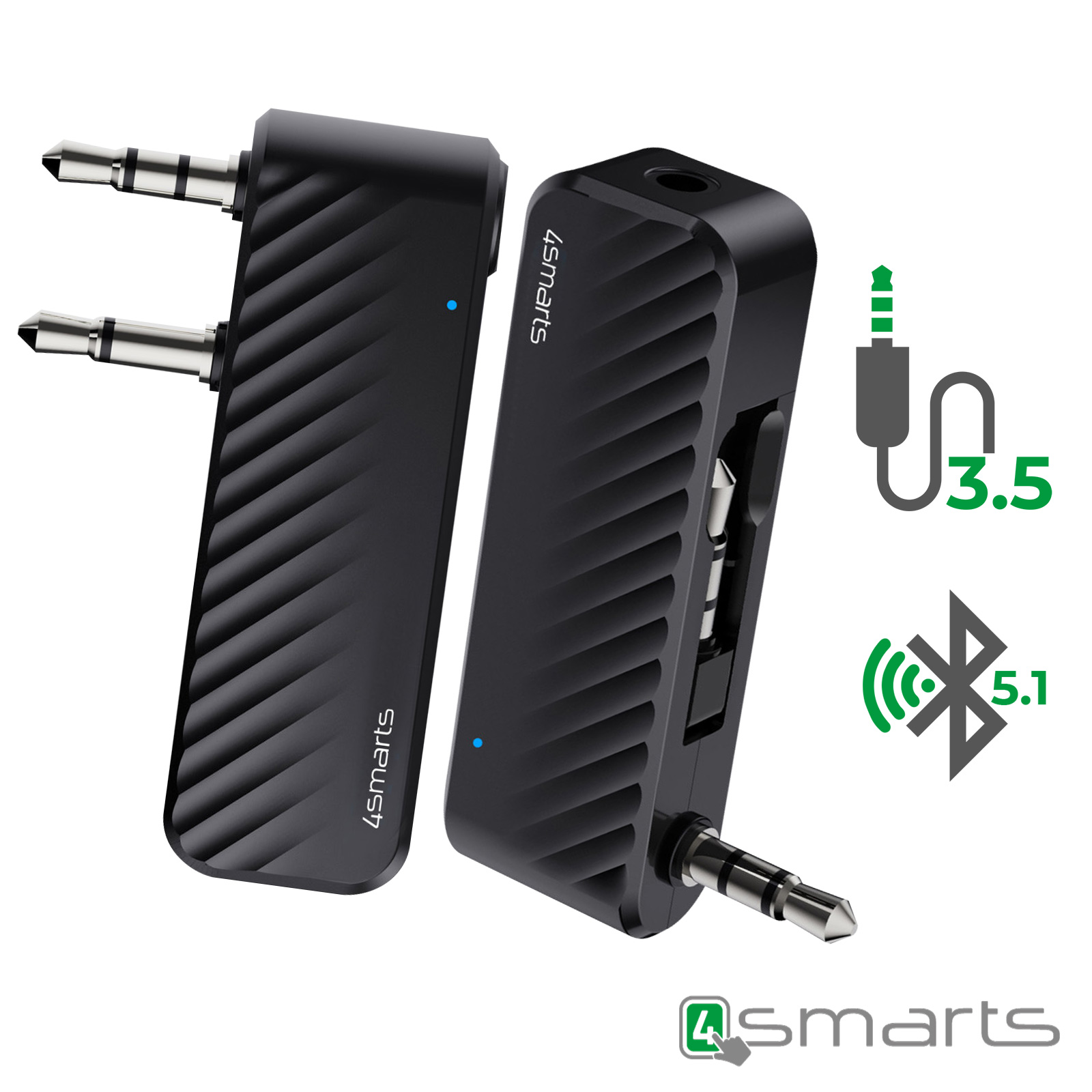 Adaptateur Audio Bluetooth 5.1, Émetteur avec Prise Double Jack 3.5mm,  4smarts - Noir - Français