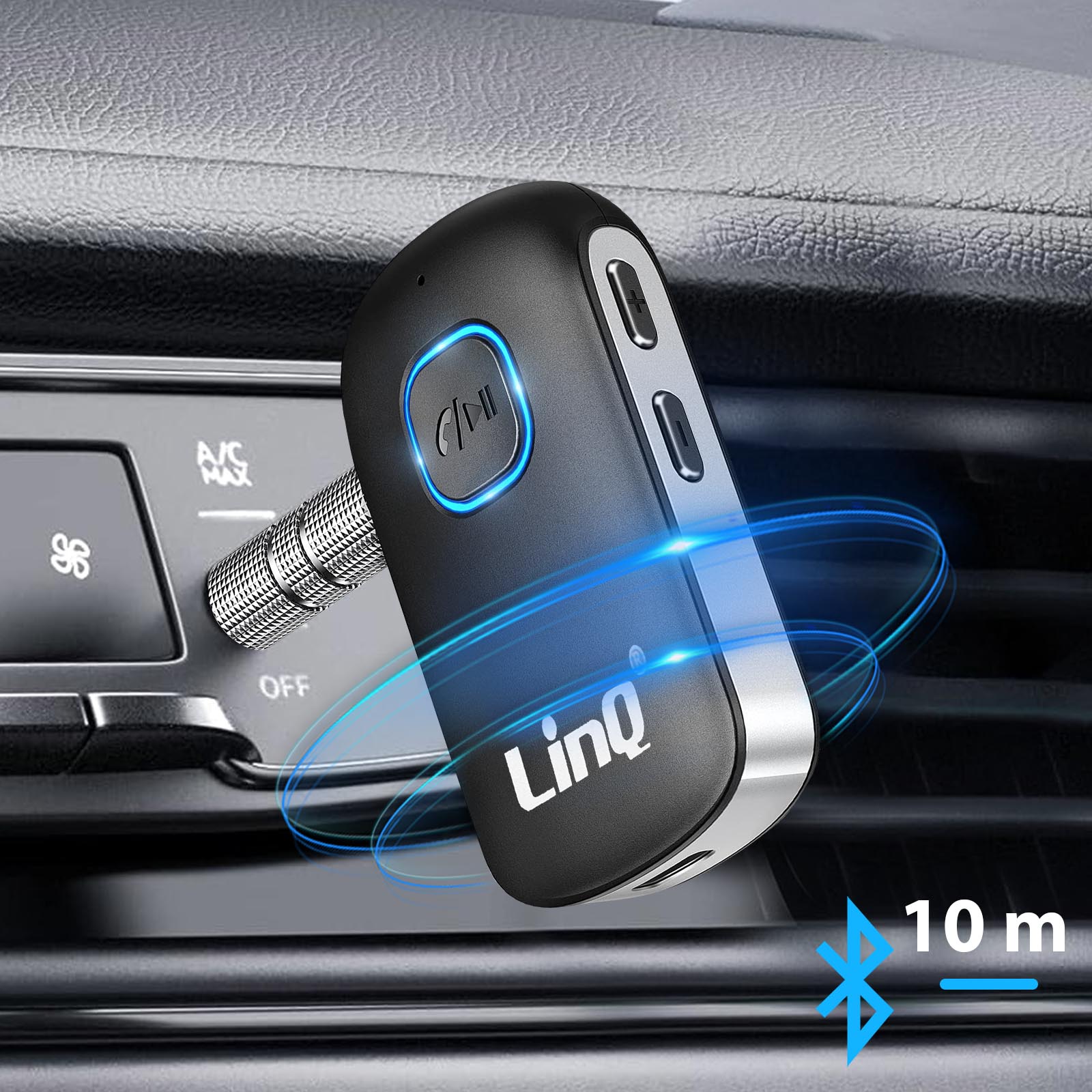 Receptor manos libres Bluetooth para coche, LinQ - Negro - Spain