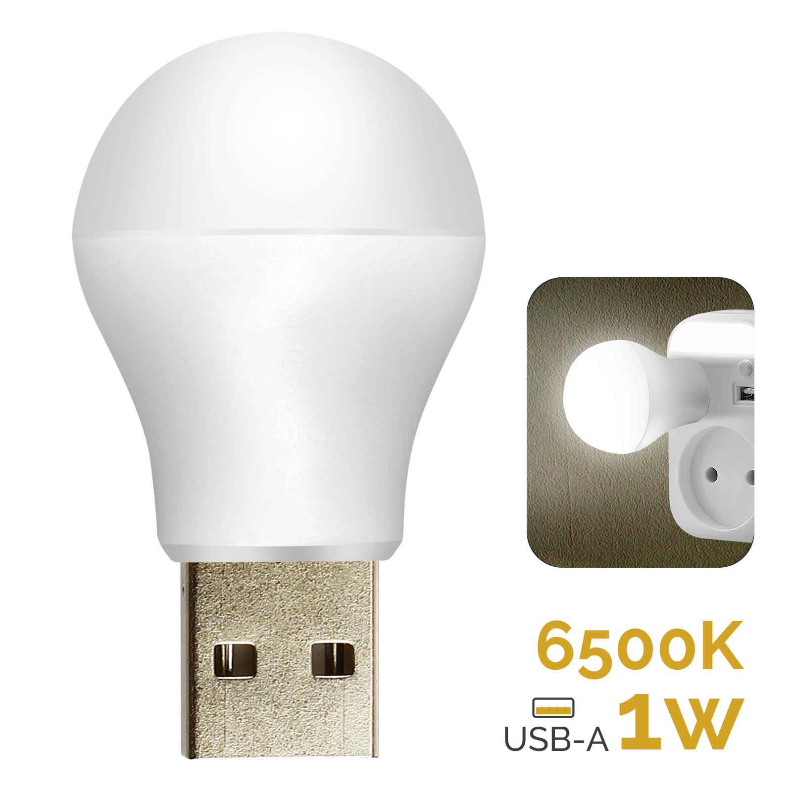 Ampoule LED USB 1W, 6500K avec Format Compact et Universel - Français