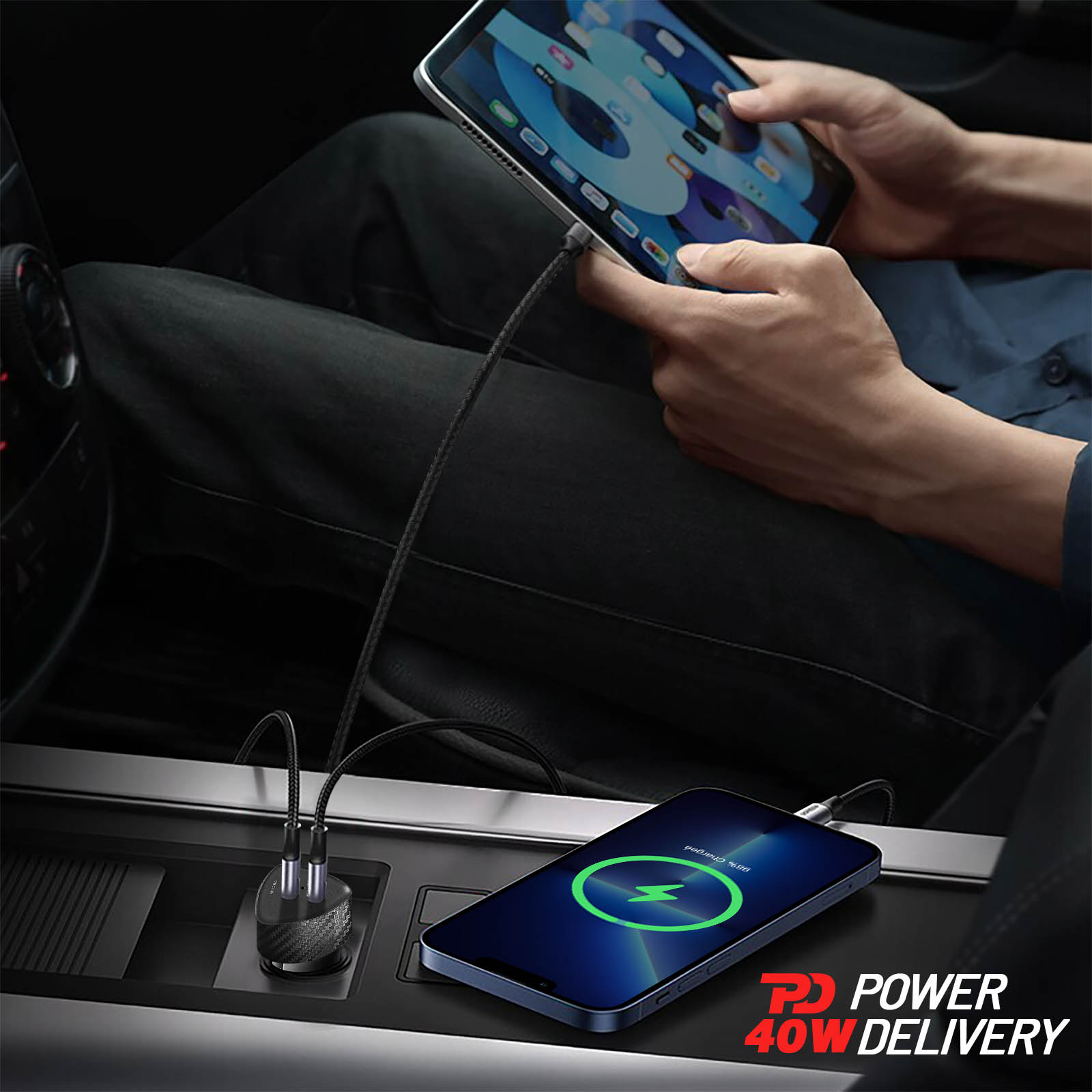 Forcell Chargeur Voiture Double USB-C 40W Power Delivery Elégant