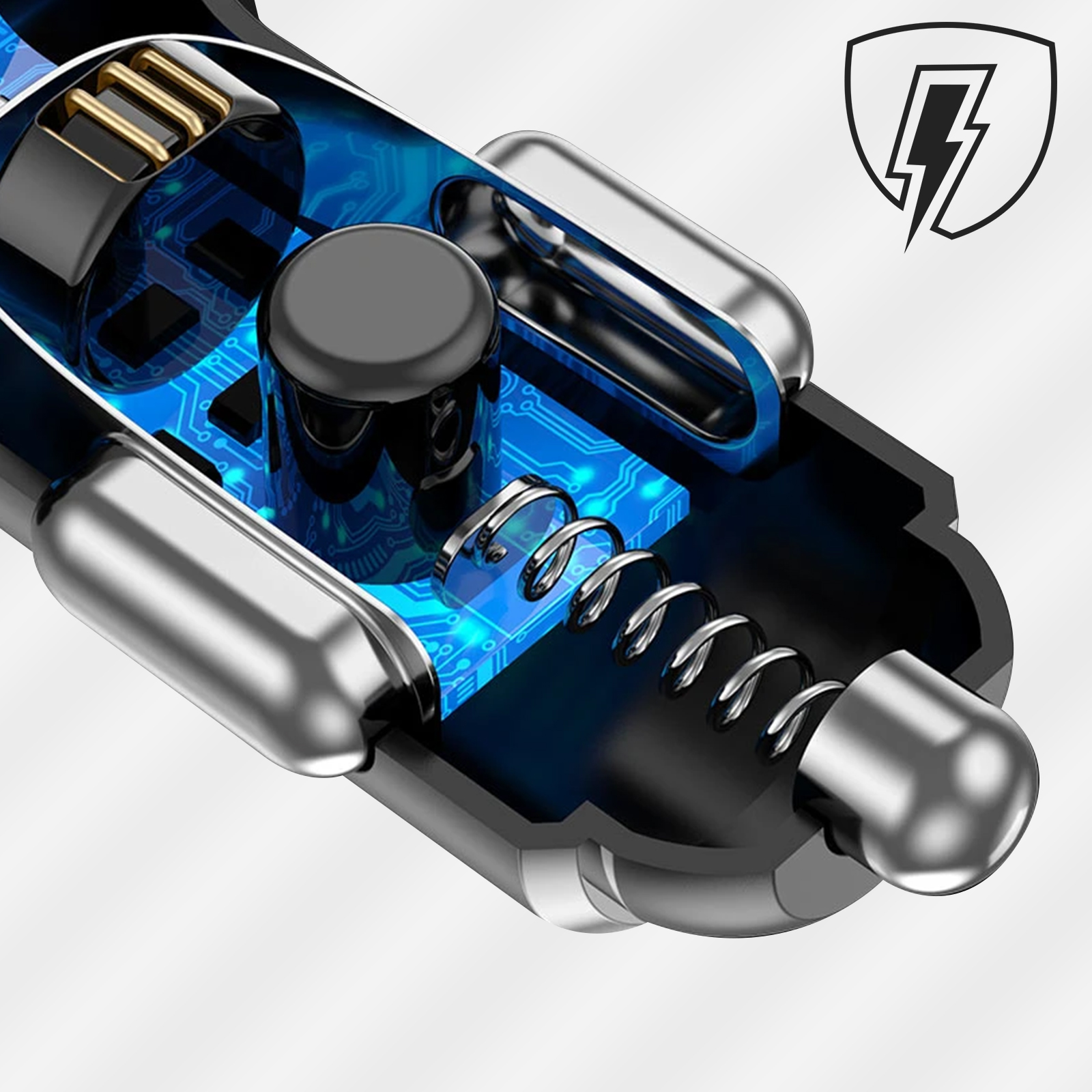 Kit chargeur téléphone Lightning pour voiture - Akashi - code art 339674  AKASHI - Chargeur allume cigare