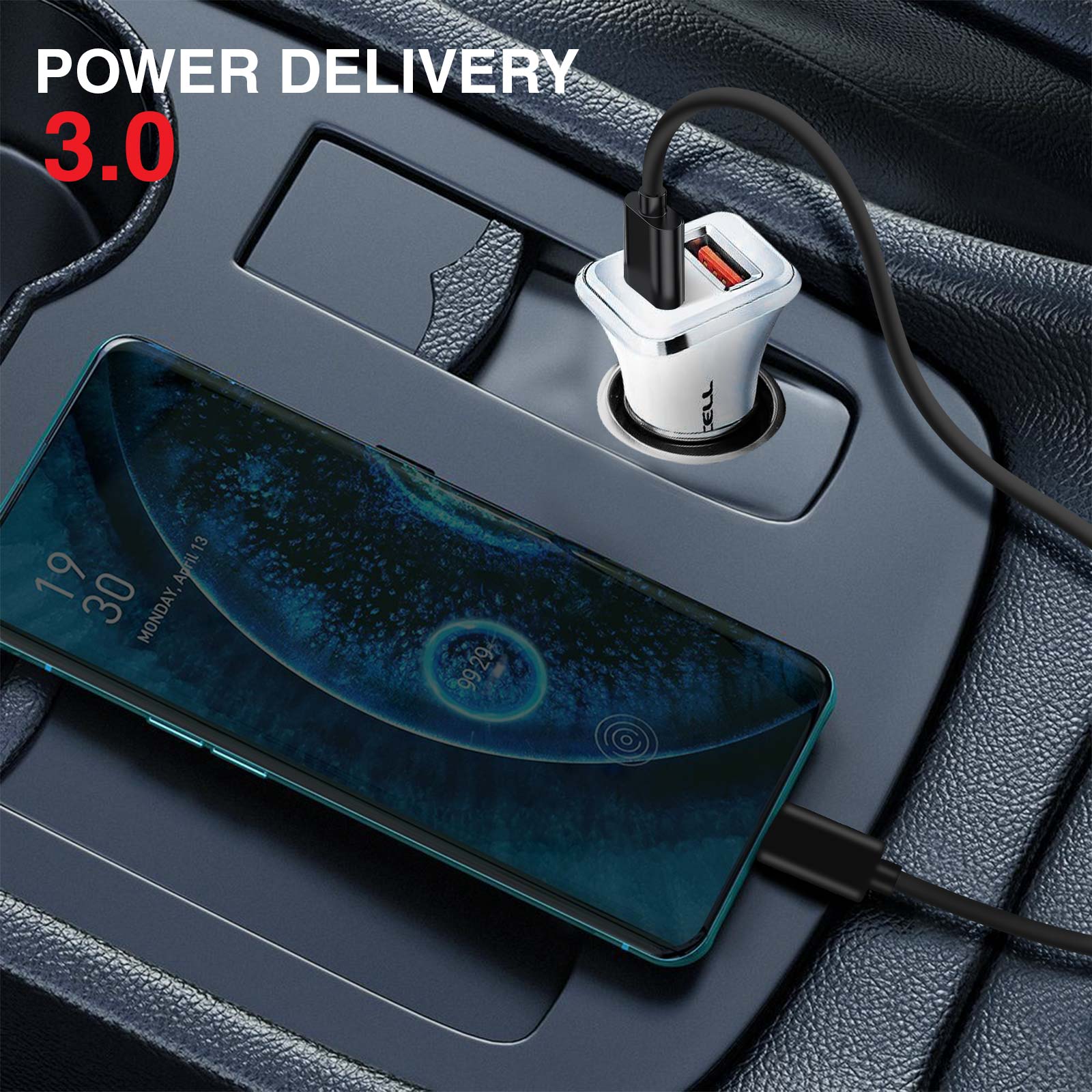 Chargeur Voiture USB-C 20W + USB 18W Allume Cigare Ultra-Compact