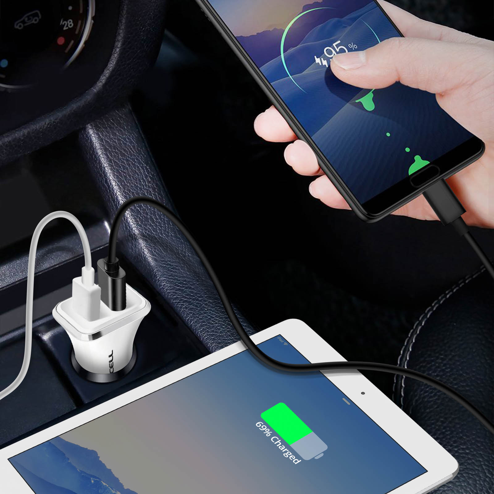 Chargeur Voiture USB + USB-C Puissance 38W Power Delivery Forcell