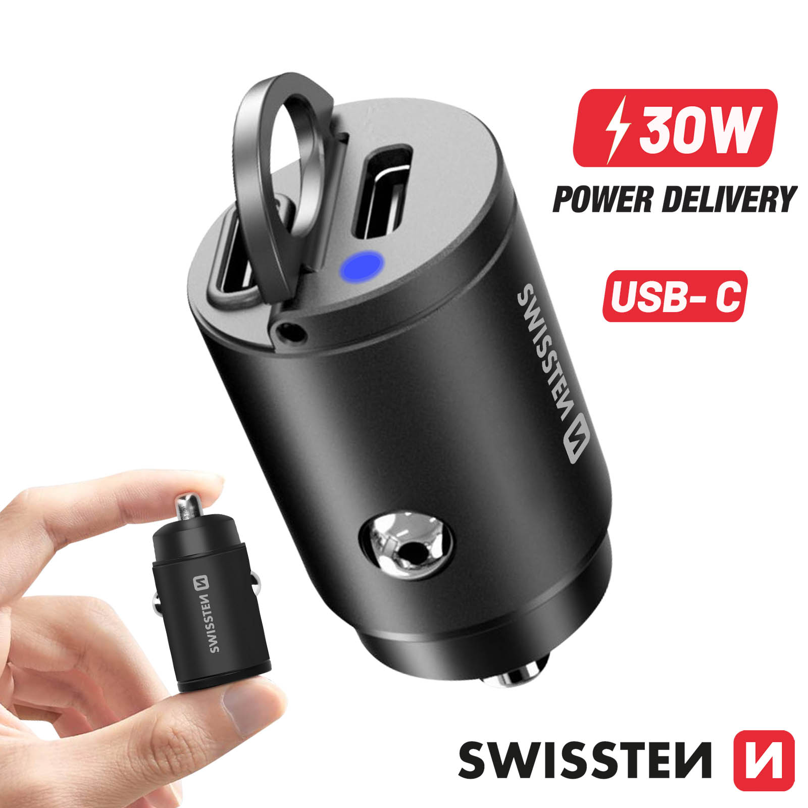 Chargeur Allume Cigare pour Voiture USB Type C + USB 30W