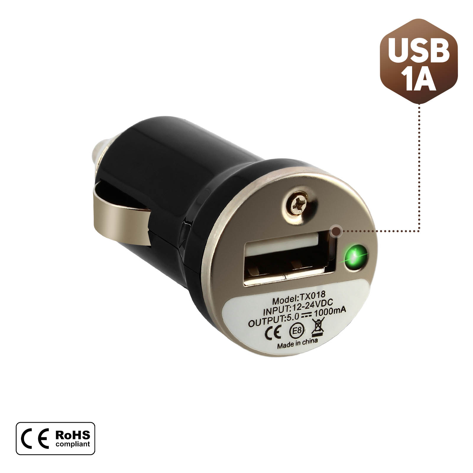 Chargeur voiture smartphone allume-cigare port usb indicateur led