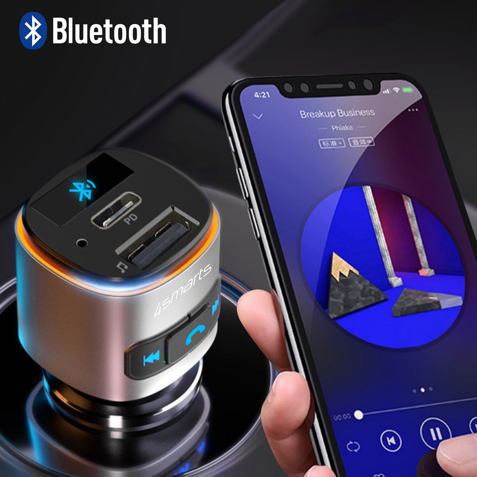 Vivavoce per auto Bluetooth CARS7 con trasmettitore FM