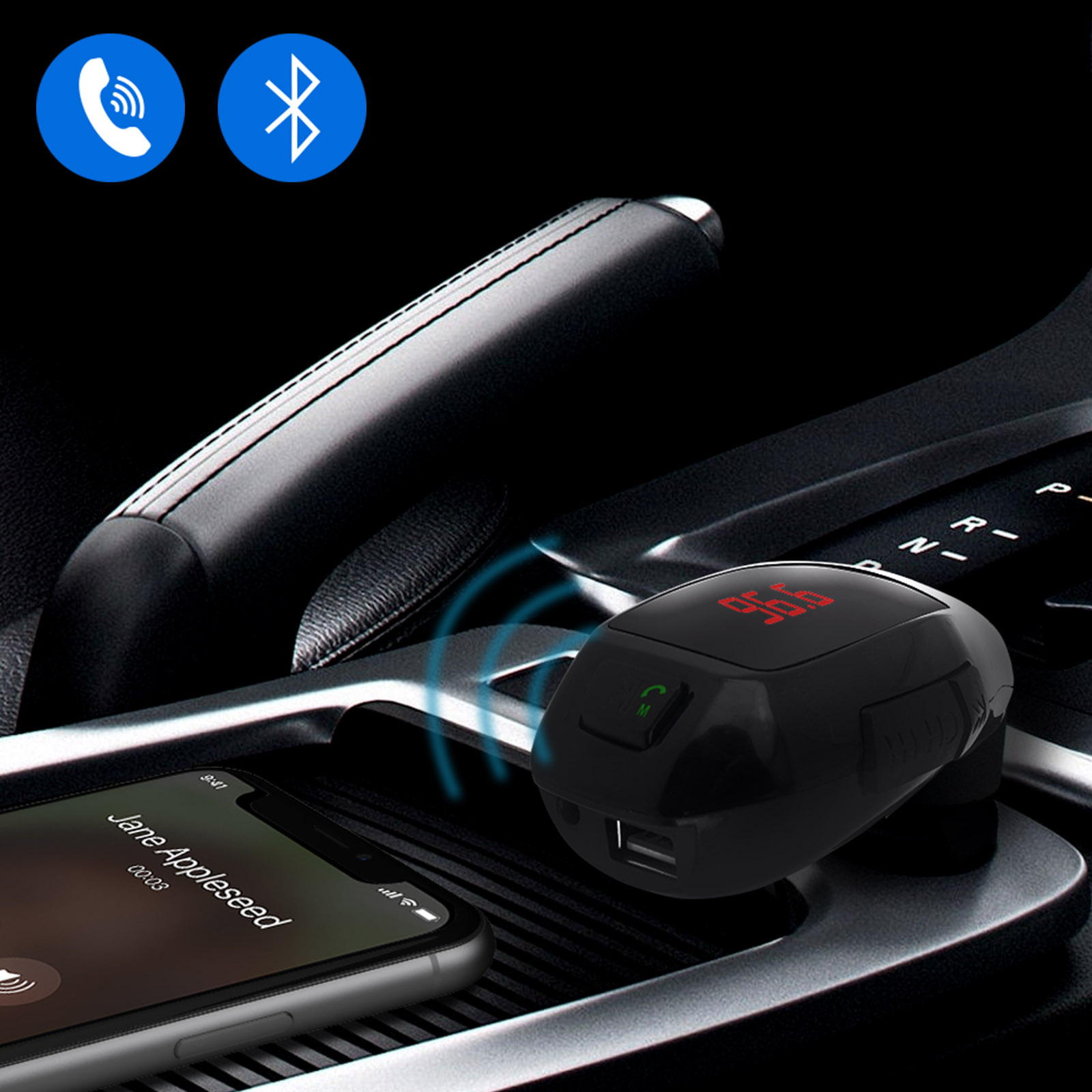 Vivavoce per auto Bluetooth funzione Caricabatterie per accendisigari X7 -  Nero / Grigio - Italiano