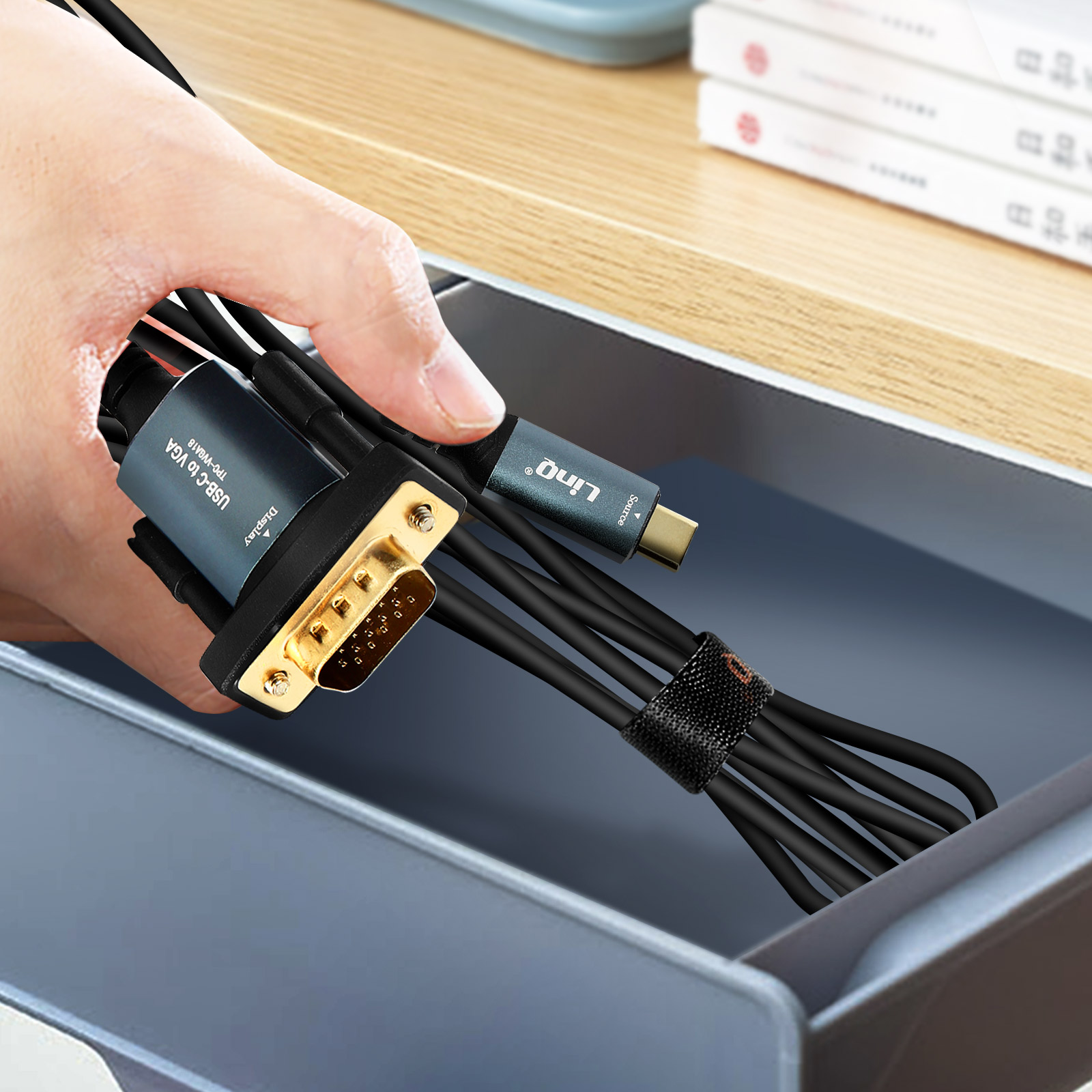 Câble USB-C vers VGA Haute Définition 1080p, Longueur 1.8m - LinQ - Français