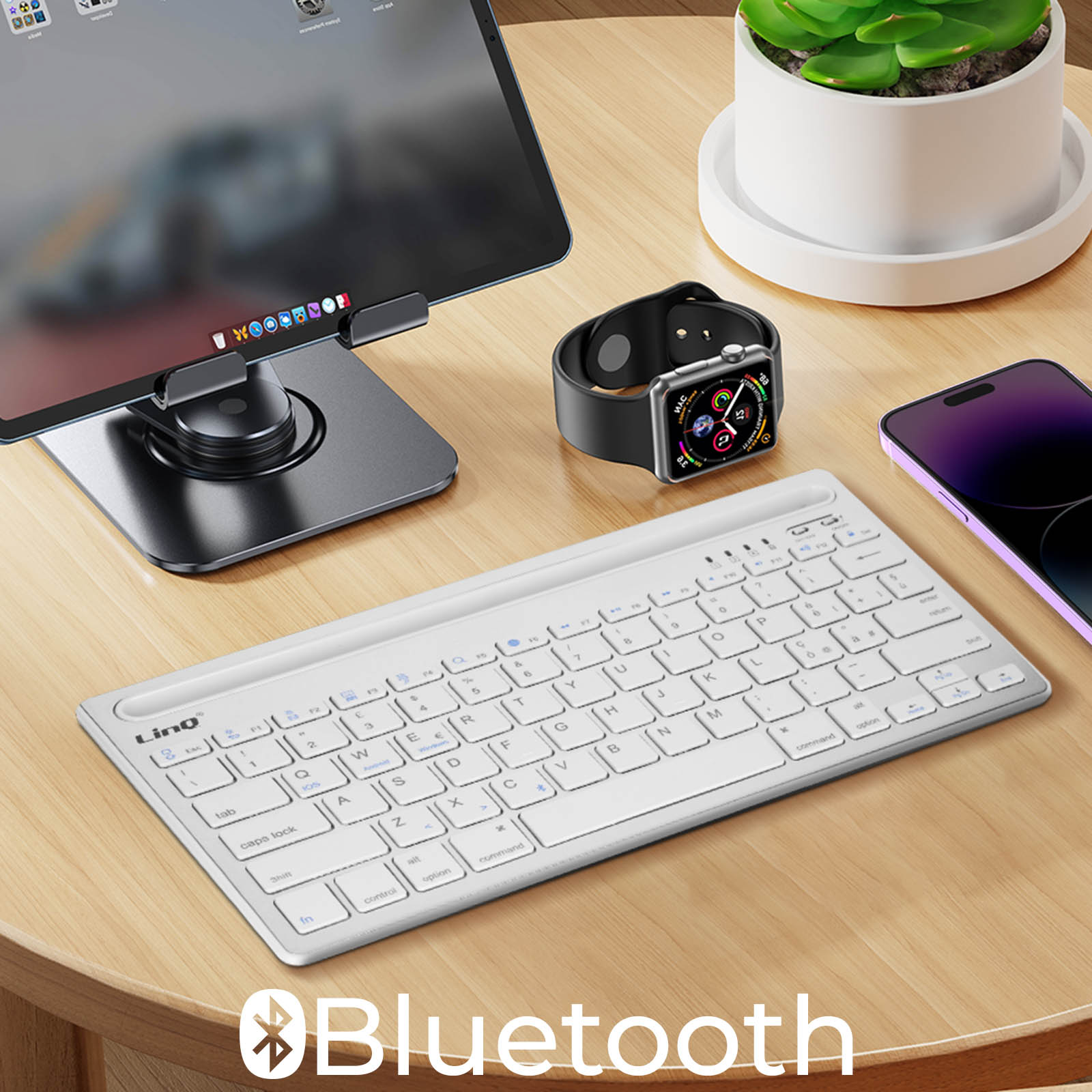 Yunseity Tastiera Bluetooth Wireless Portatile, Mini Tastiera Compatta a 78 Tasti, per, Mac, Android, Arabo/Spagnolo/Francese/Coreano/Russo/Tailandese Tastiera(Arabo