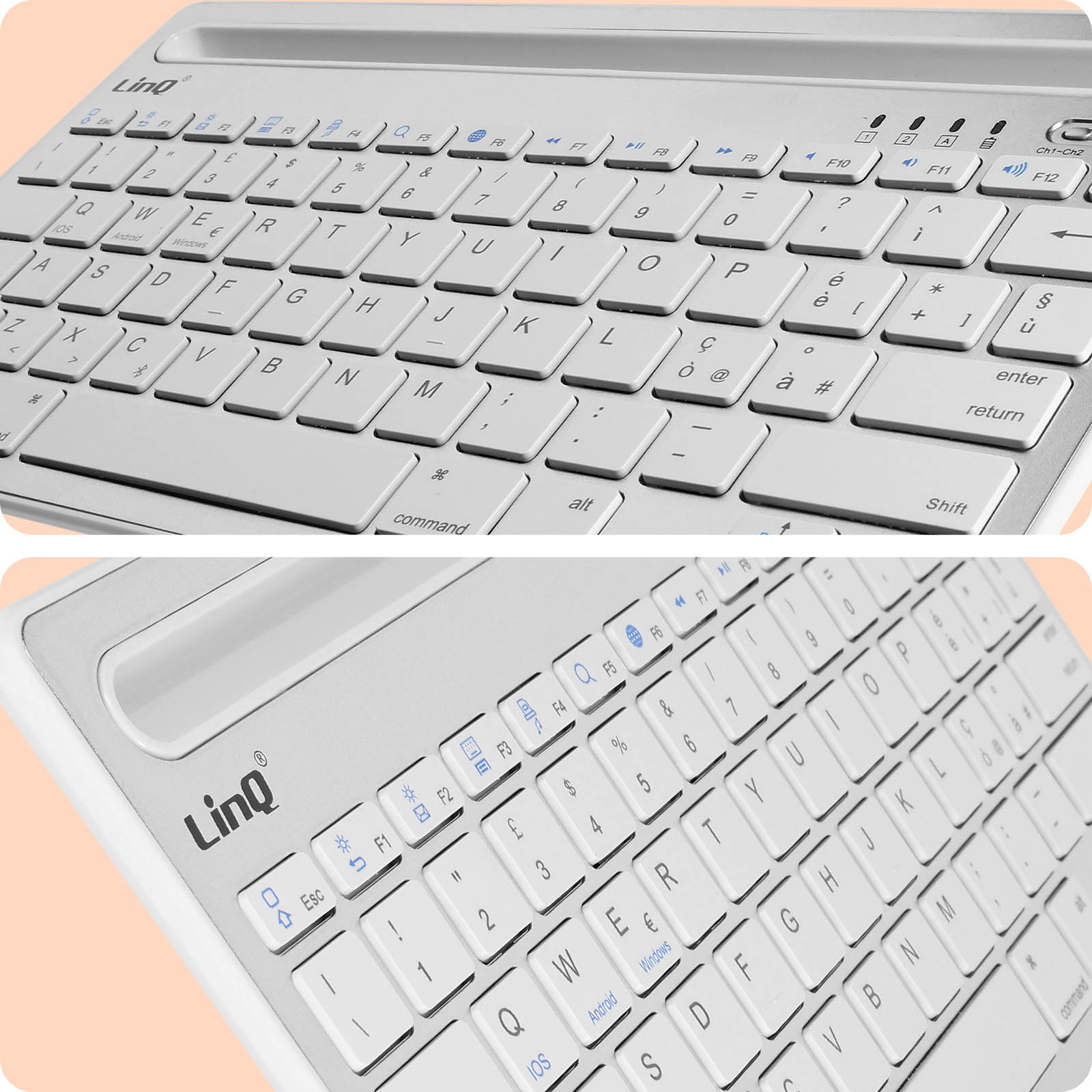 Tastiera Inateck KB01105 Con Touchpad | Bluetooth 5.3, Ultra Sottile, Per Windows E IPad | QWERTY Bianca
