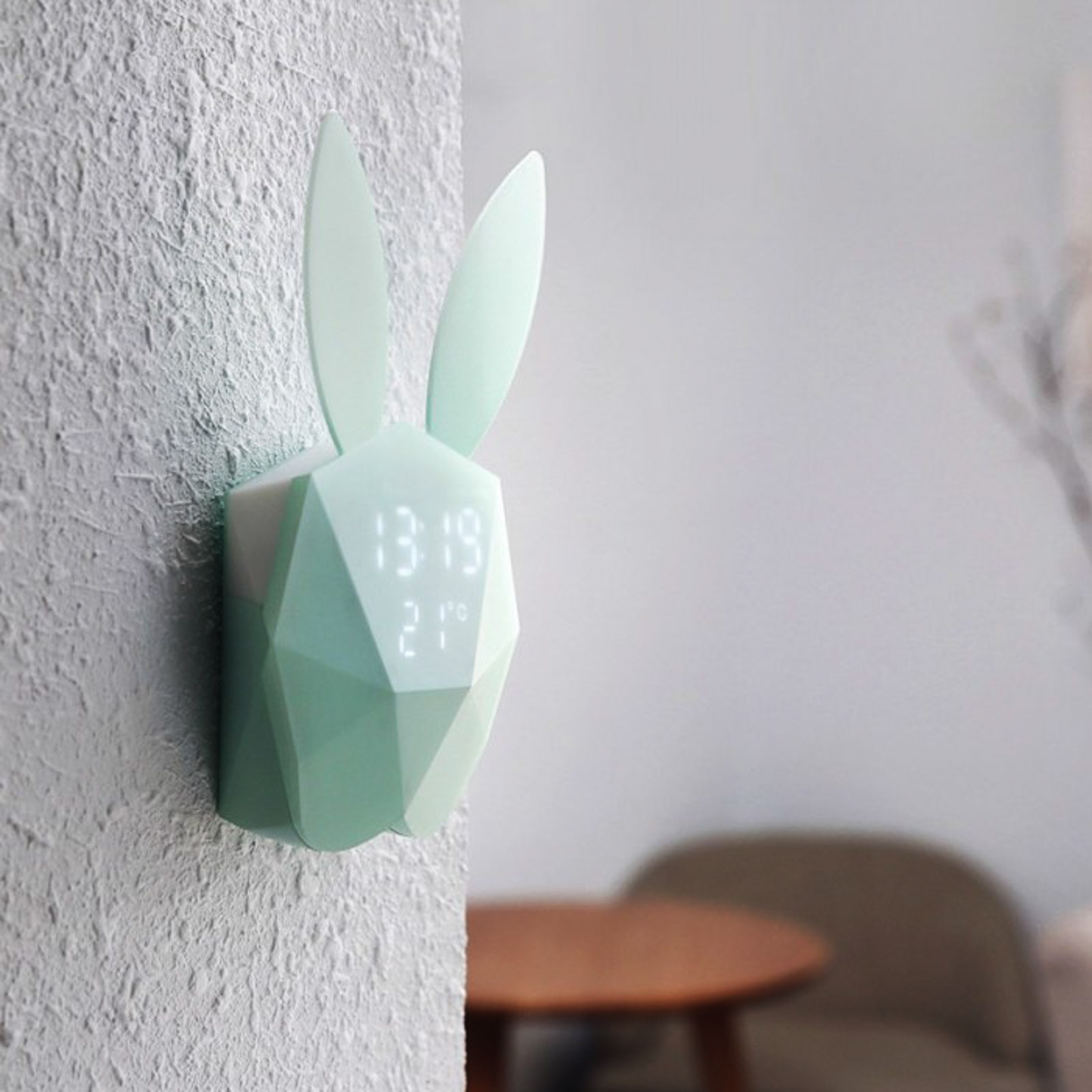 Réveil Connecté Intelligent Cutty Clock MOB, Design Lapin - Bleu - Français